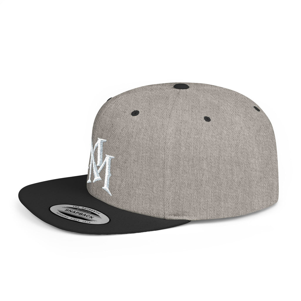 Flat Bill Snapback Hat — Embroidered "MM" Monogram Streetwear Cap