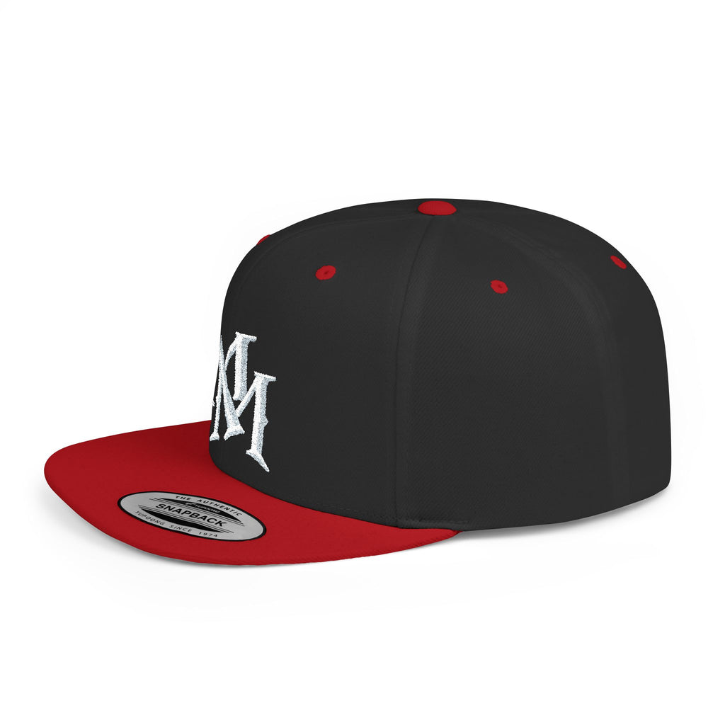 Flat Bill Snapback Hat — Embroidered "MM" Monogram Streetwear Cap