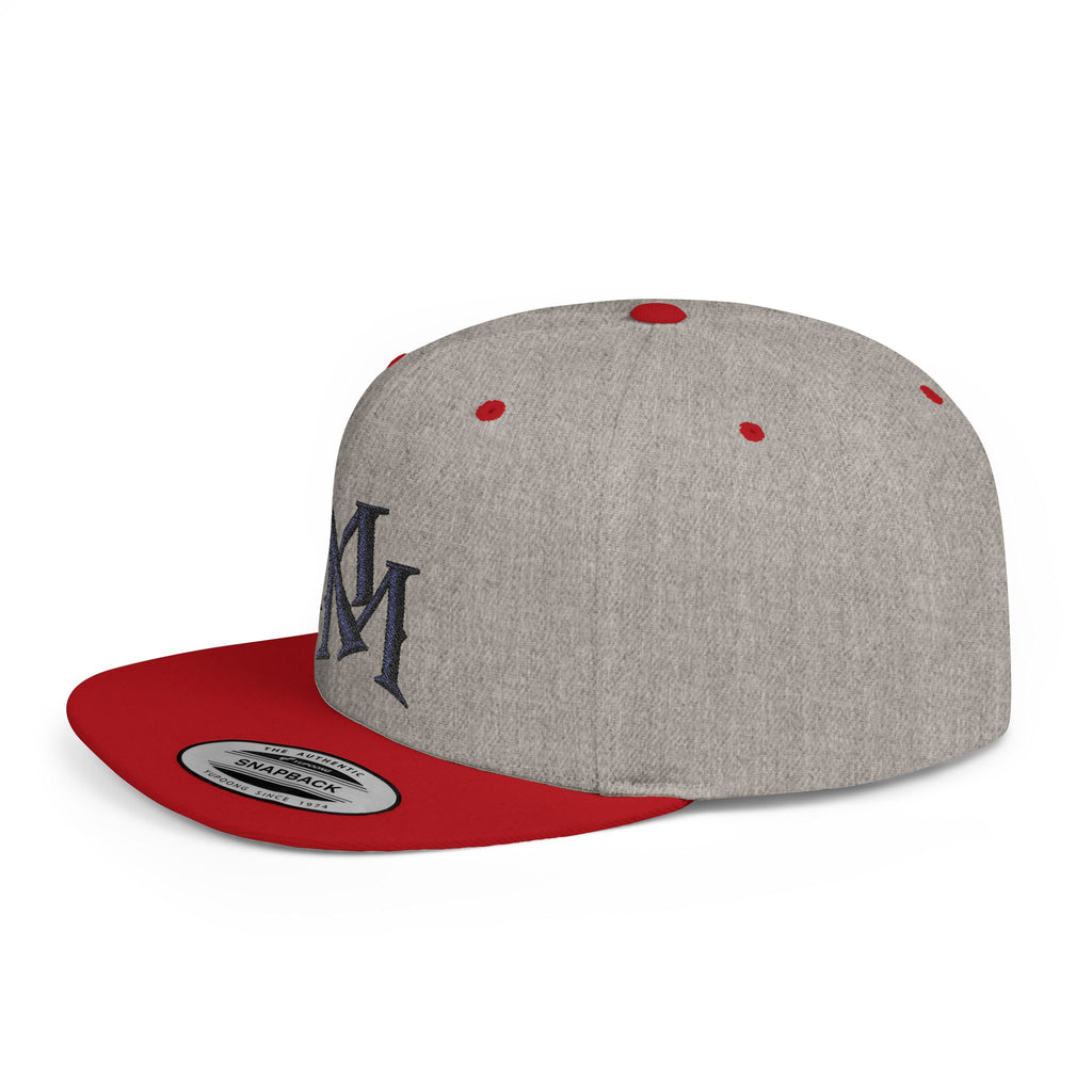 Flat Bill Snapback Hat - Monogram 'MM' Embroidered Streetwear Cap