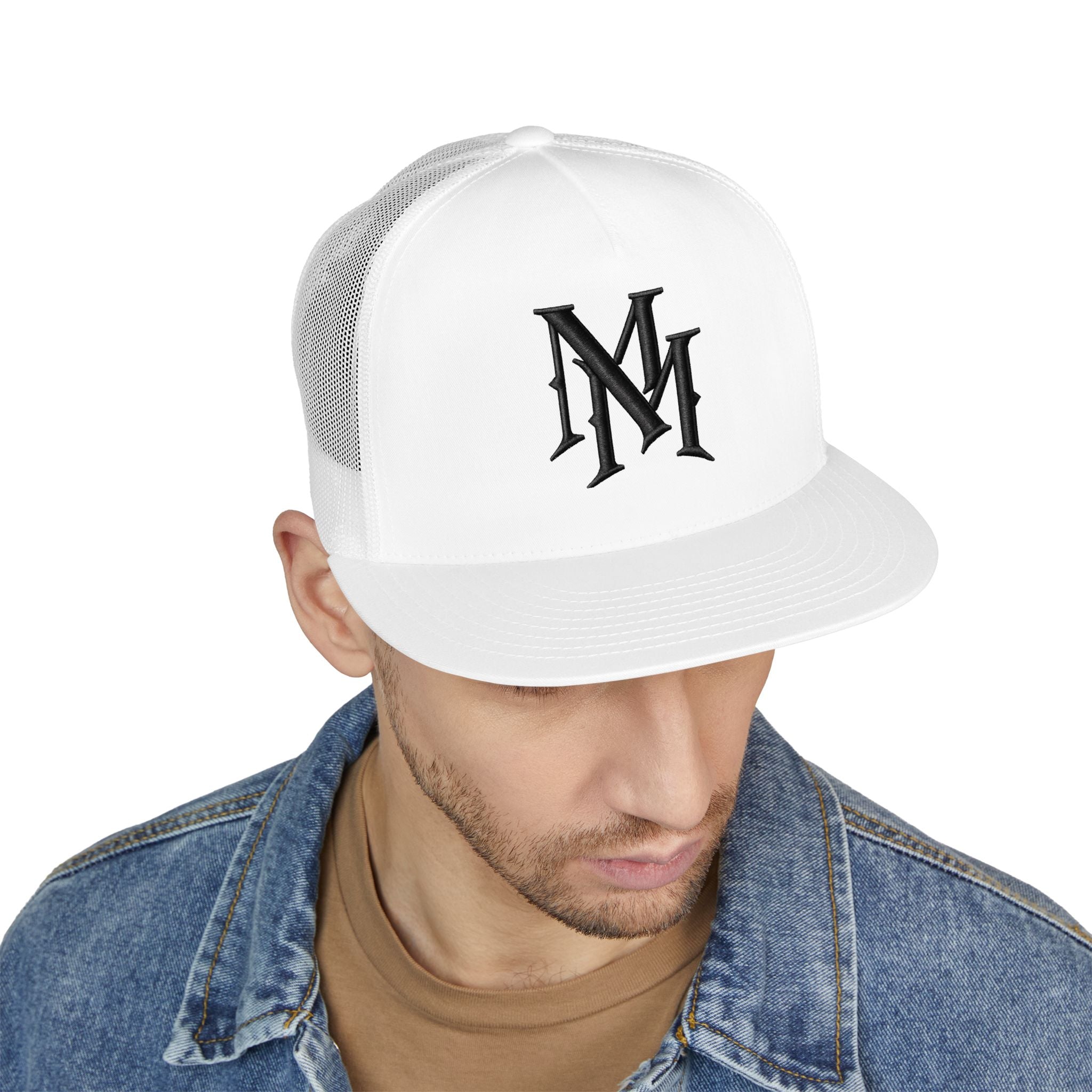 Monogram 'MM' Embroidered Trucker Cap — Classic Vintage Logo Snapback