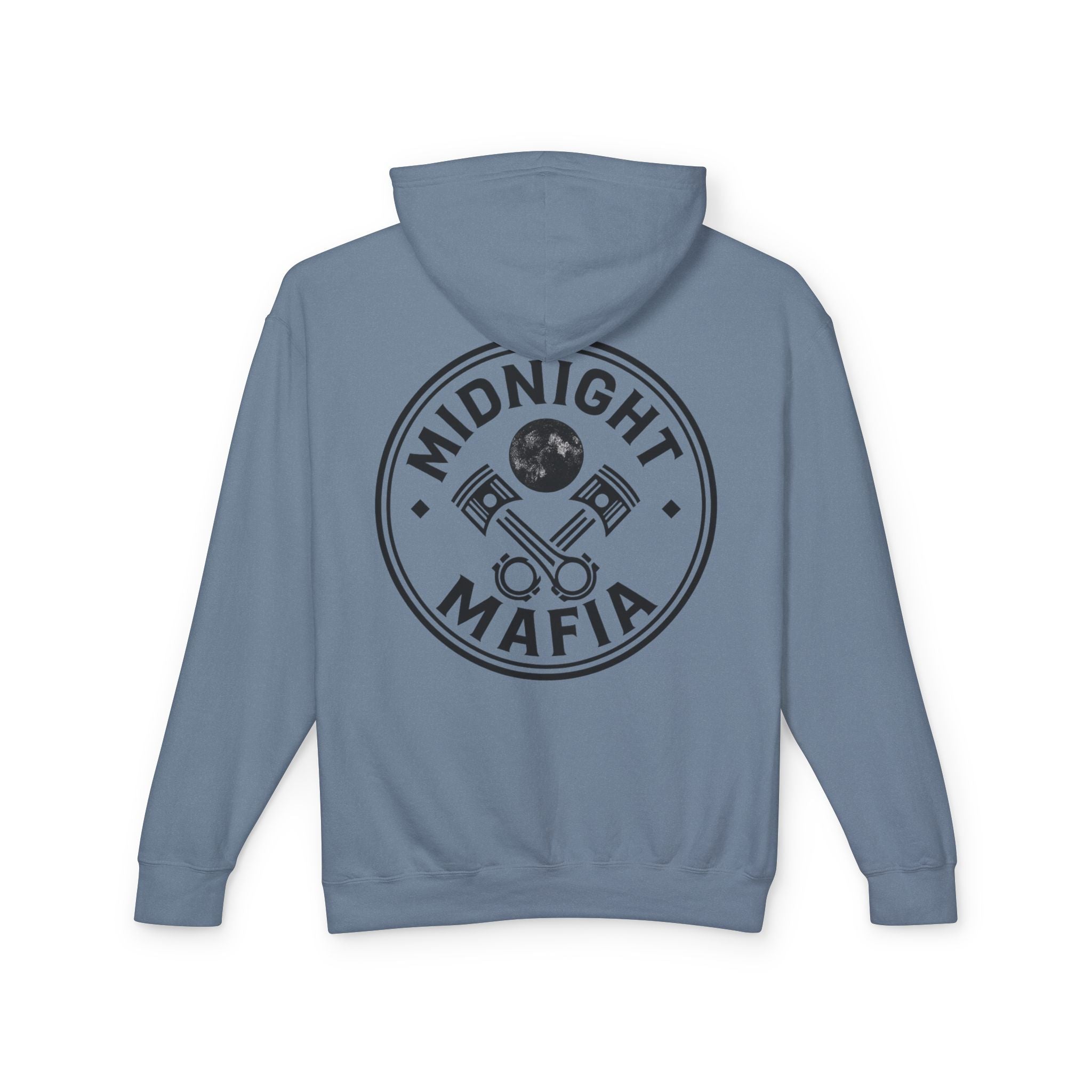 Midnight Mafia Hoodie — Vintage Piston Logo Lightweight Hooded Sweatshirt