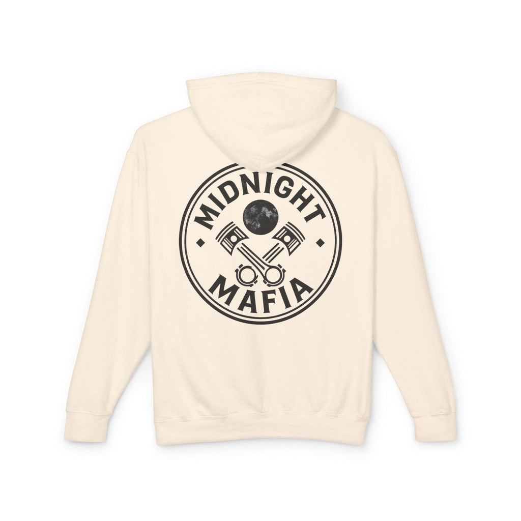 Midnight Mafia Hoodie — Vintage Piston Logo Lightweight Hooded Sweatshirt