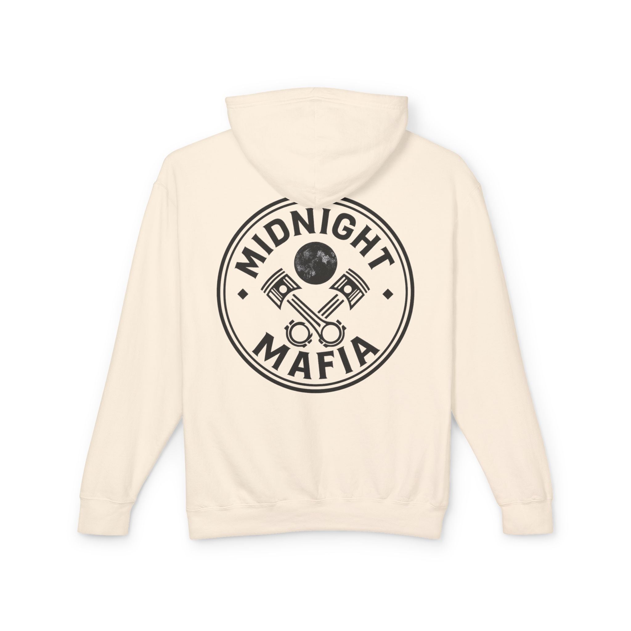 Midnight Mafia Hoodie — Vintage Piston Logo Lightweight Hooded Sweatshirt