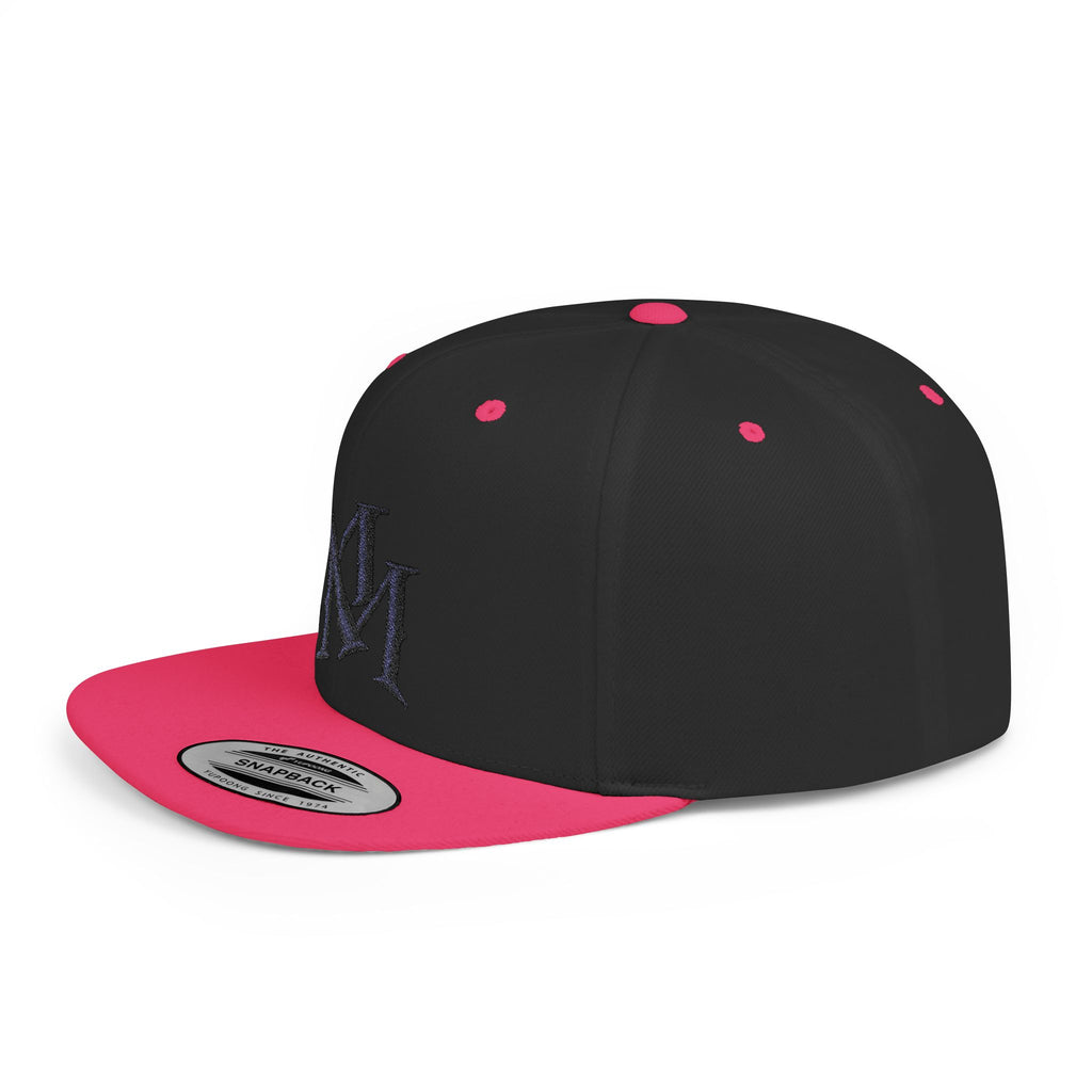 Flat Bill Snapback Hat - Monogram 'MM' Embroidered Streetwear Cap