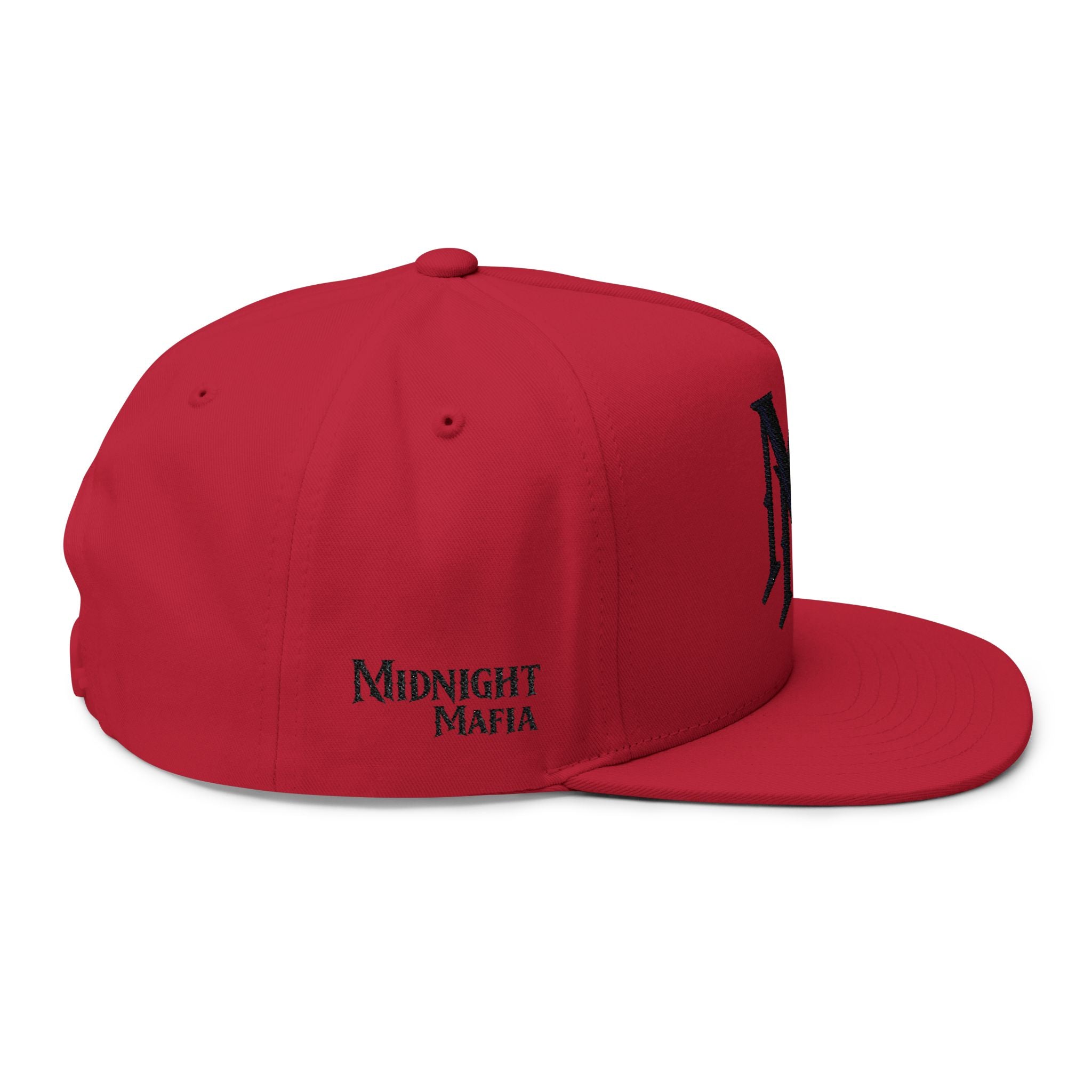 Stylish Flat Bill Cap with Embroidered "MM"Design - Midnight Mafia