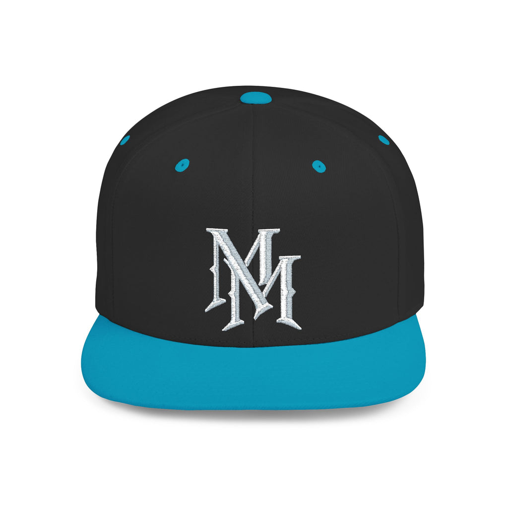 Flat Bill Snapback Hat — Embroidered "MM" Monogram Streetwear Cap