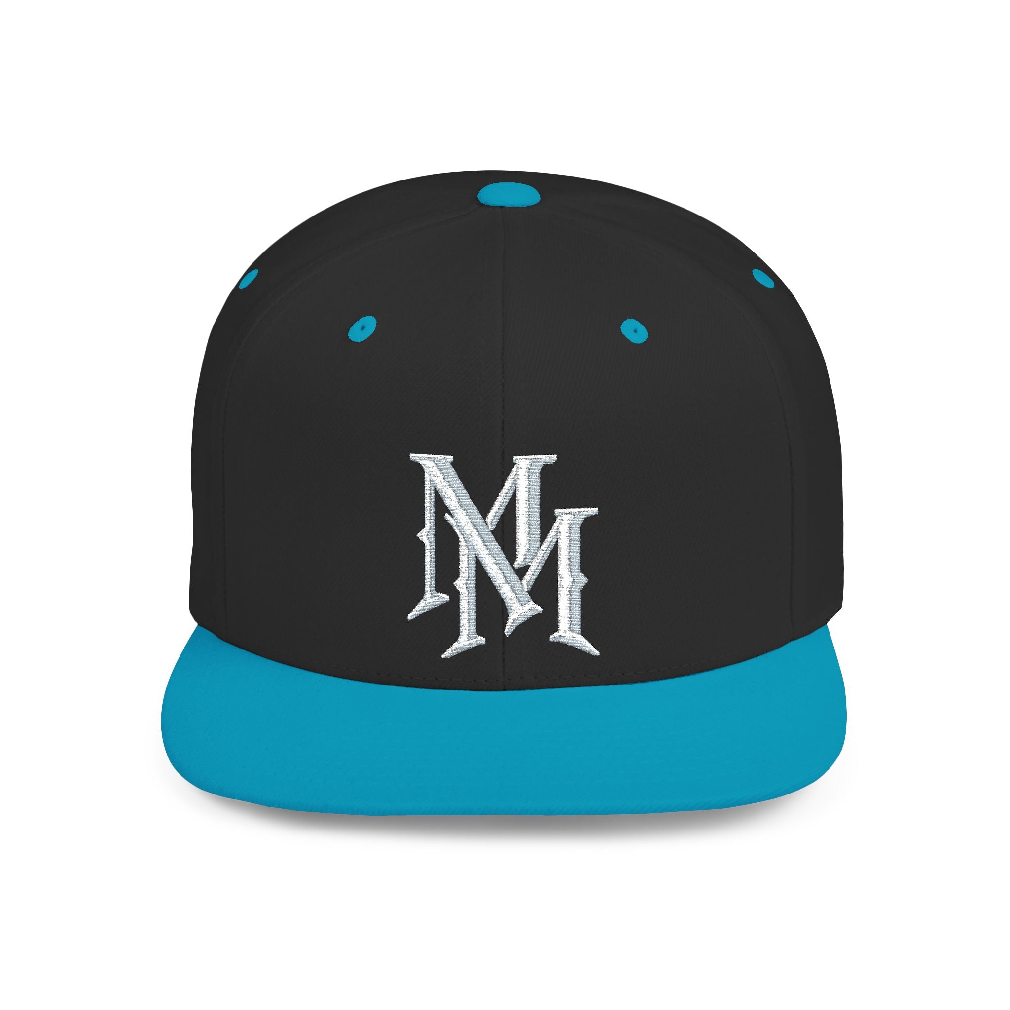 Flat Bill Snapback Hat — Embroidered "MM" Monogram Streetwear Cap