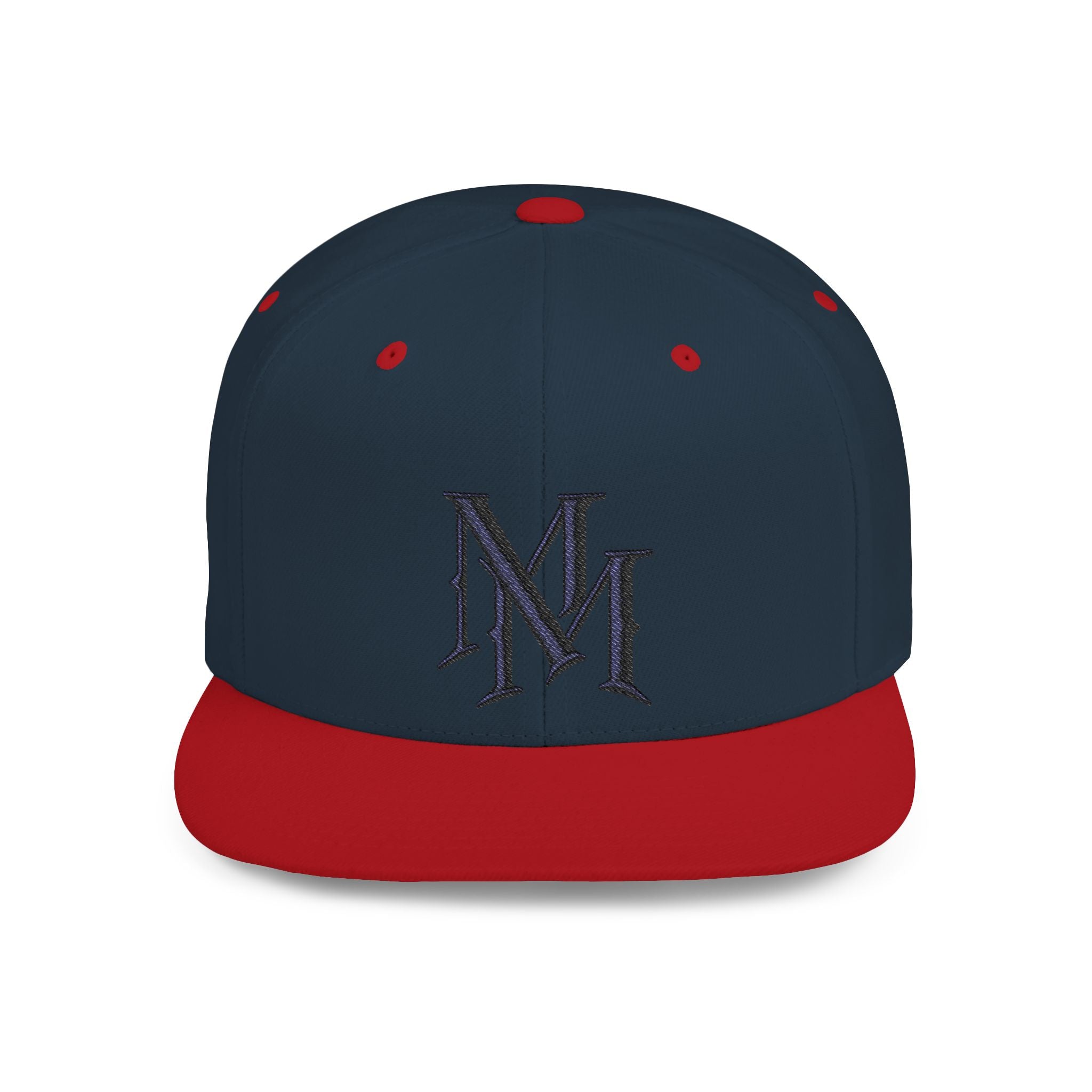 Flat Bill Snapback Hat - Monogram 'MM' Embroidered Streetwear Cap