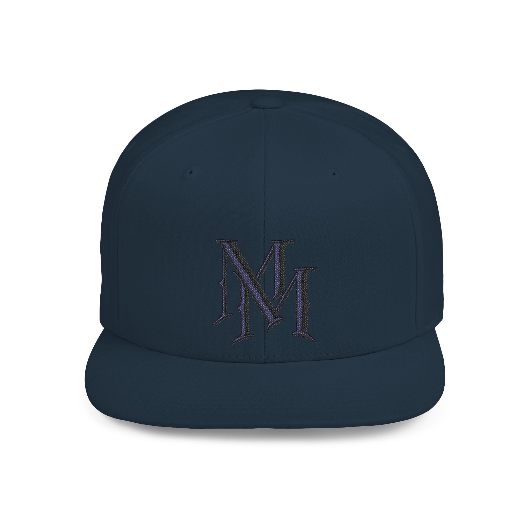 Flat Bill Snapback Hat - Monogram 'MM' Embroidered Streetwear Cap