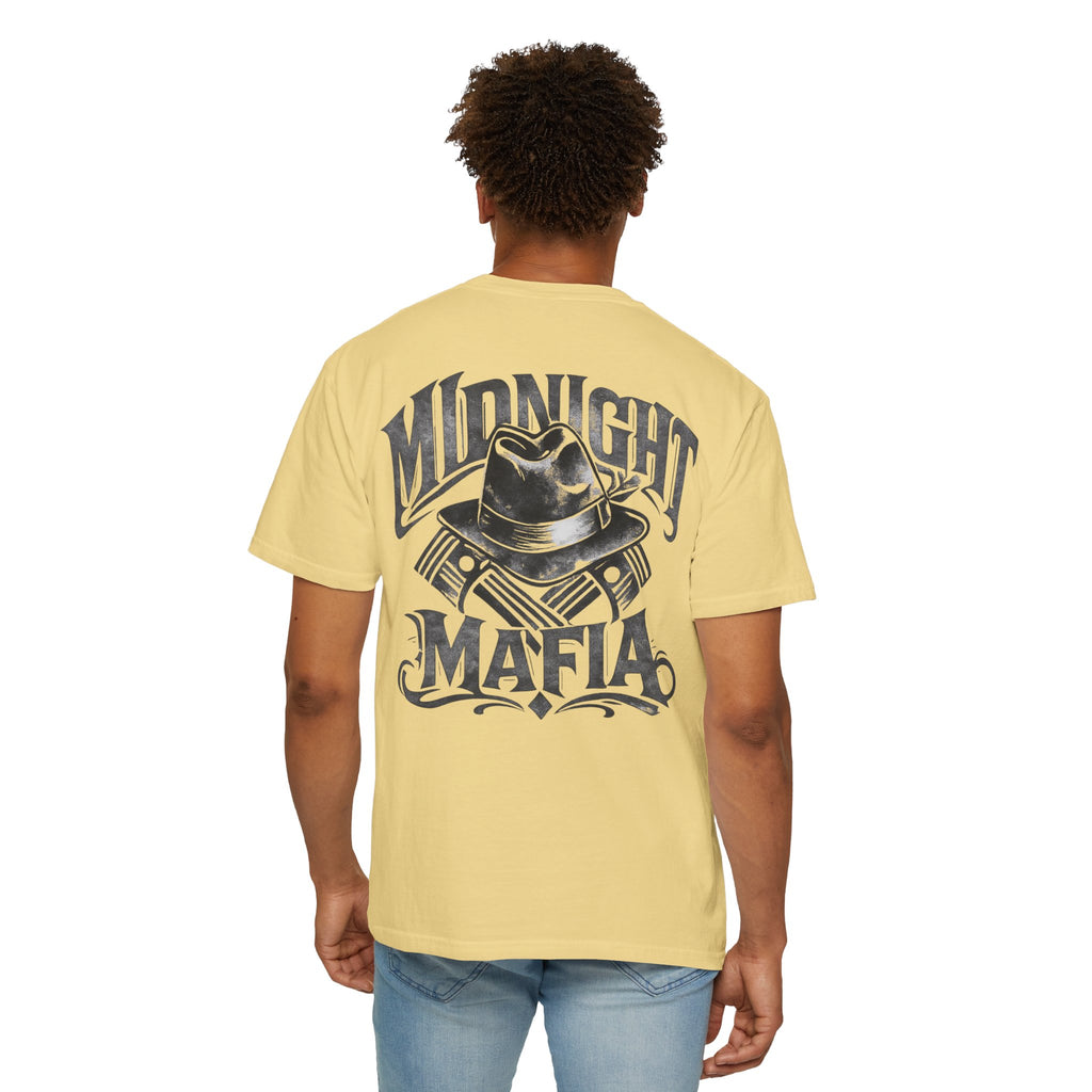 Midnight Mafia Graphic T-Shirt — Vintage Hat & Pistons Design
