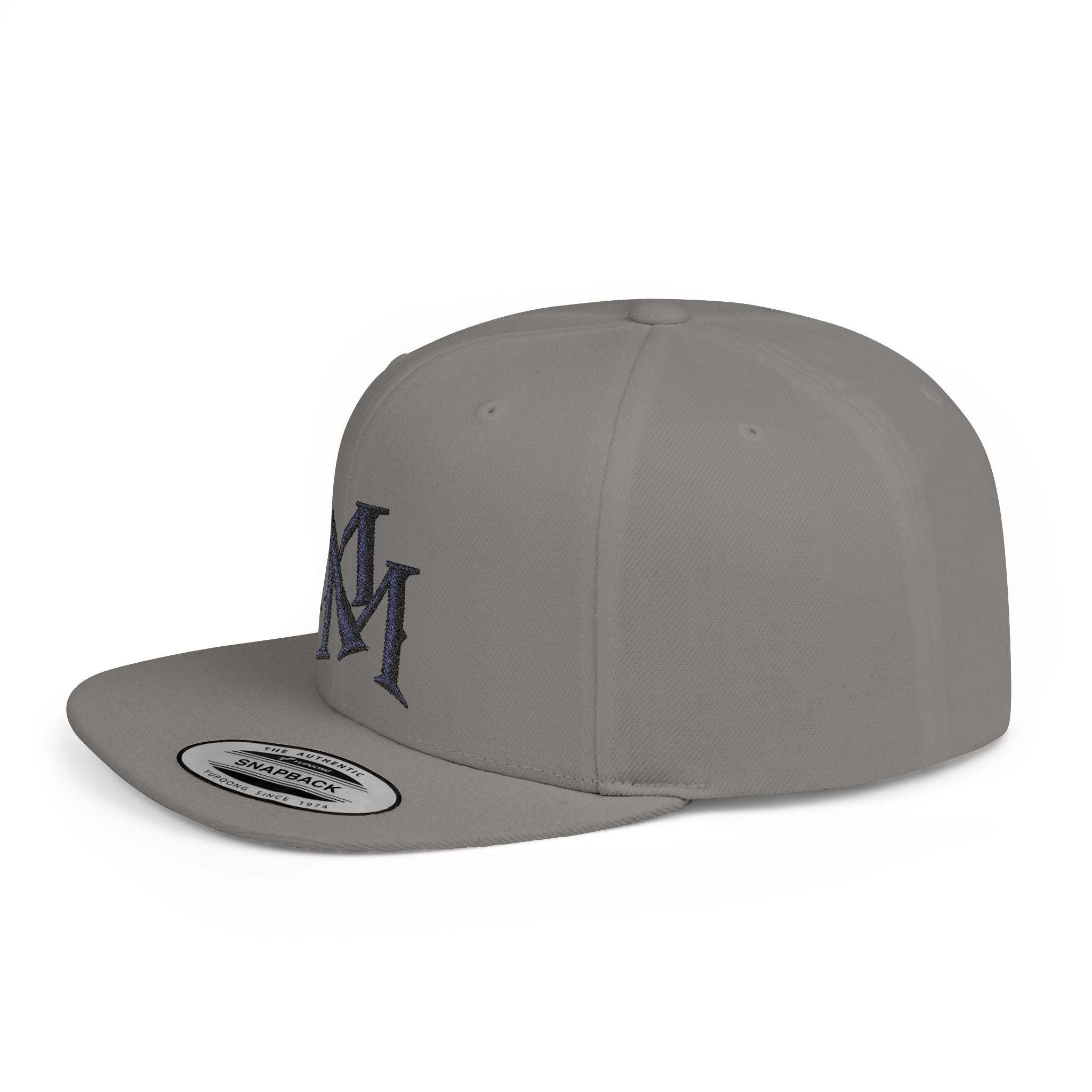 Flat Bill Snapback Hat - Monogram 'MM' Embroidered Streetwear Cap
