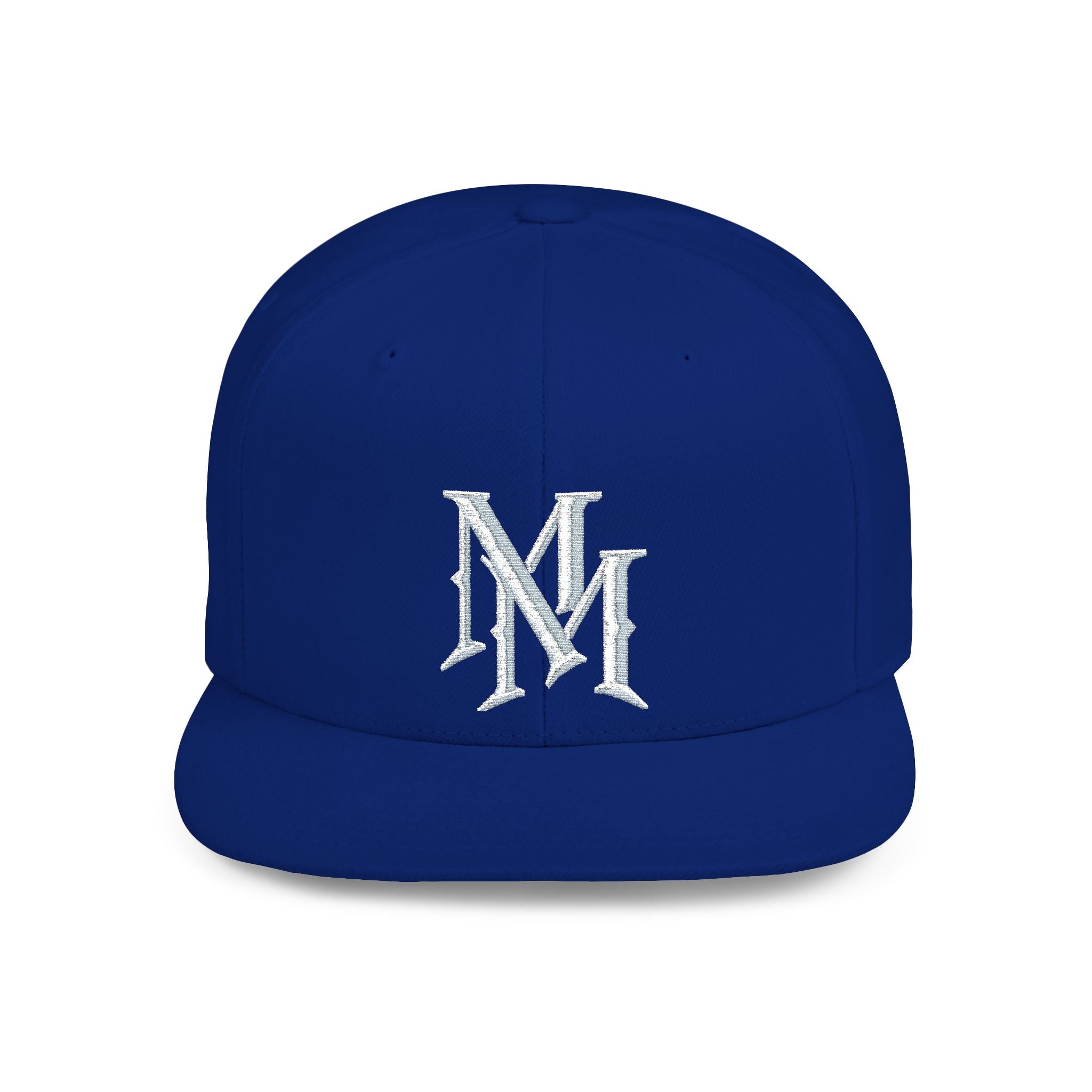Flat Bill Snapback Hat — Embroidered "MM" Monogram Streetwear Cap