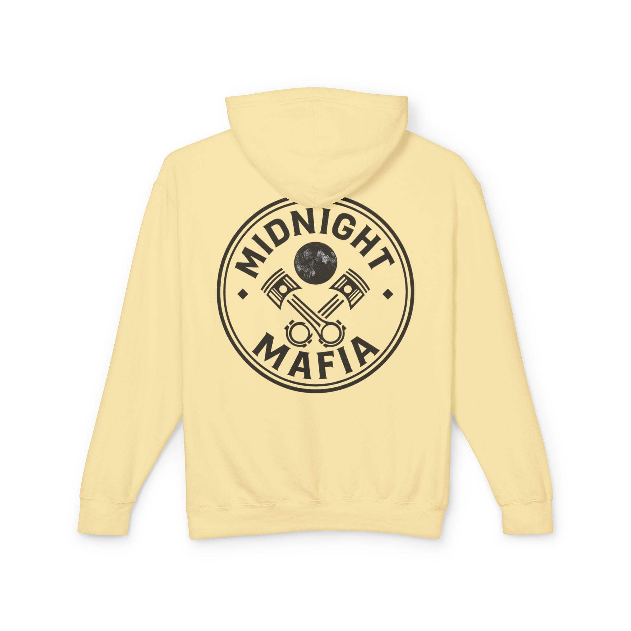 Midnight Mafia Hoodie — Vintage Piston Logo Lightweight Hooded Sweatshirt