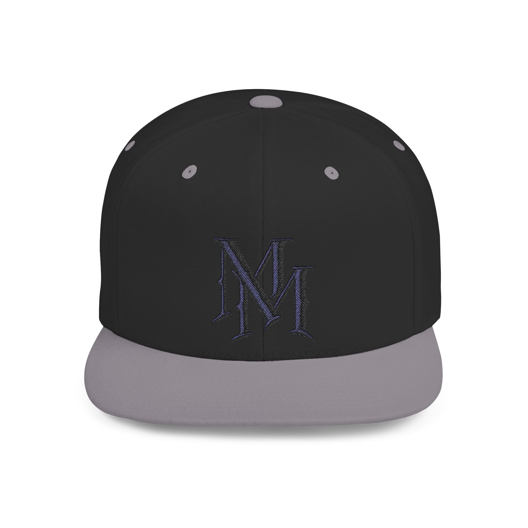 Flat Bill Snapback Hat - Monogram 'MM' Embroidered Streetwear Cap