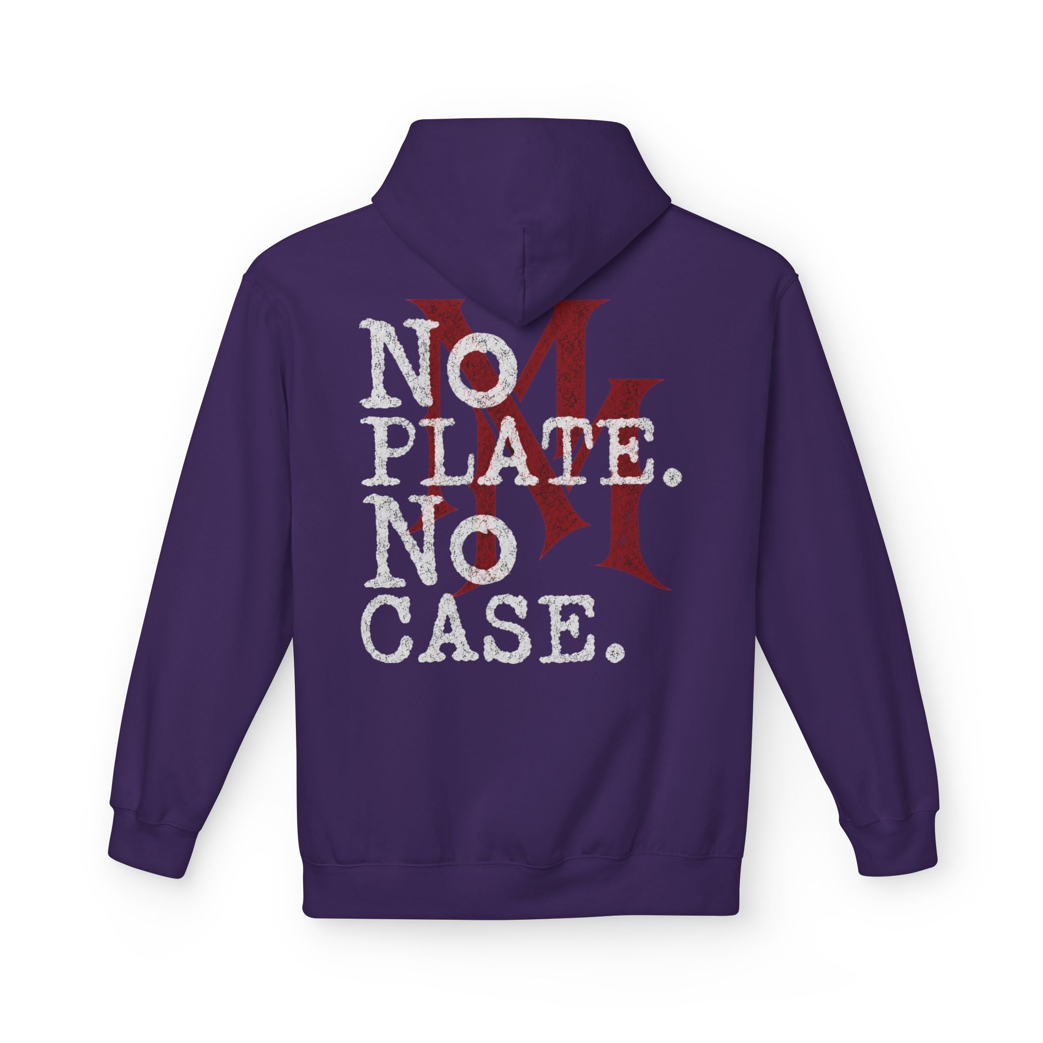 No Plate No Case Hoodie – Bold Distressed Logo Pullover