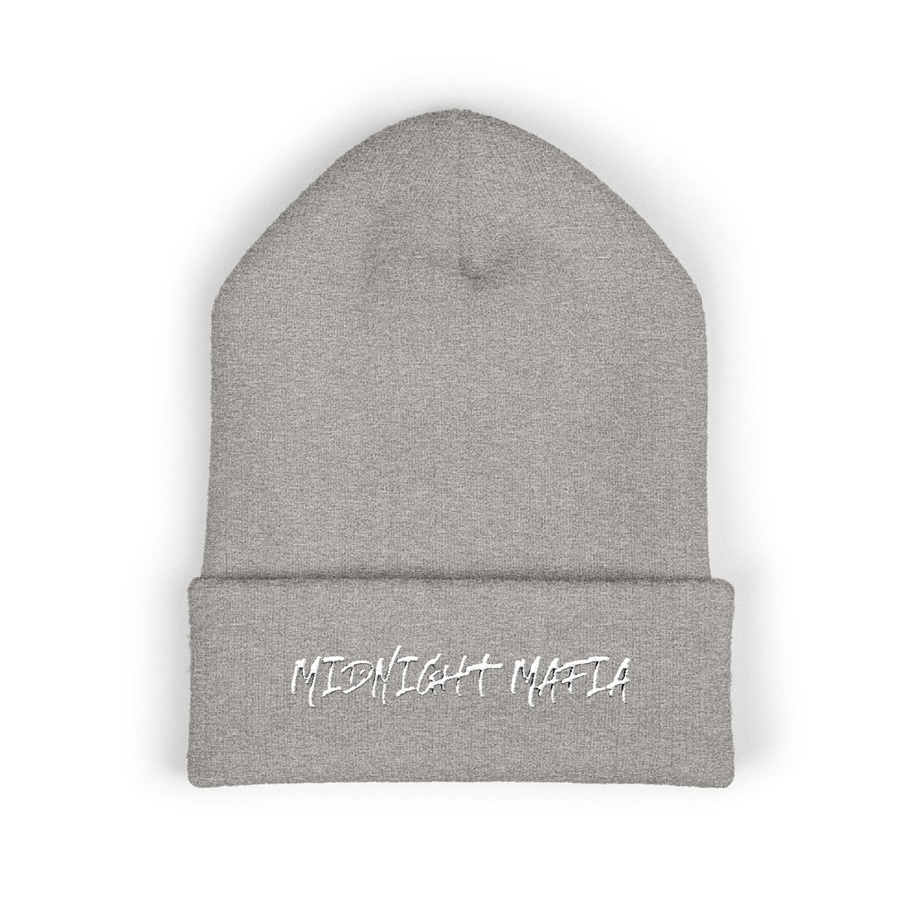 Embroidered Classic Cuffed Beanie — Midnight Mafia Block Logo Winter Hat