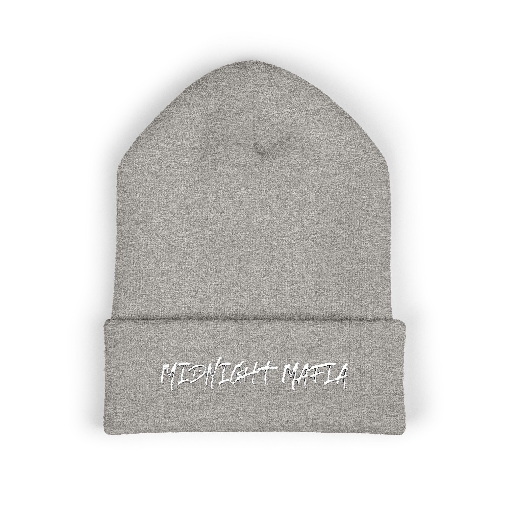 Embroidered Classic Cuffed Beanie — Midnight Mafia Block Logo Winter Hat