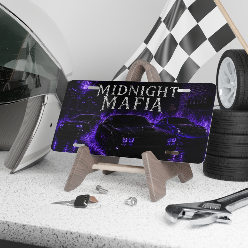 Midnight Mafia License Plate - Purple Neon Car Vanity Plate