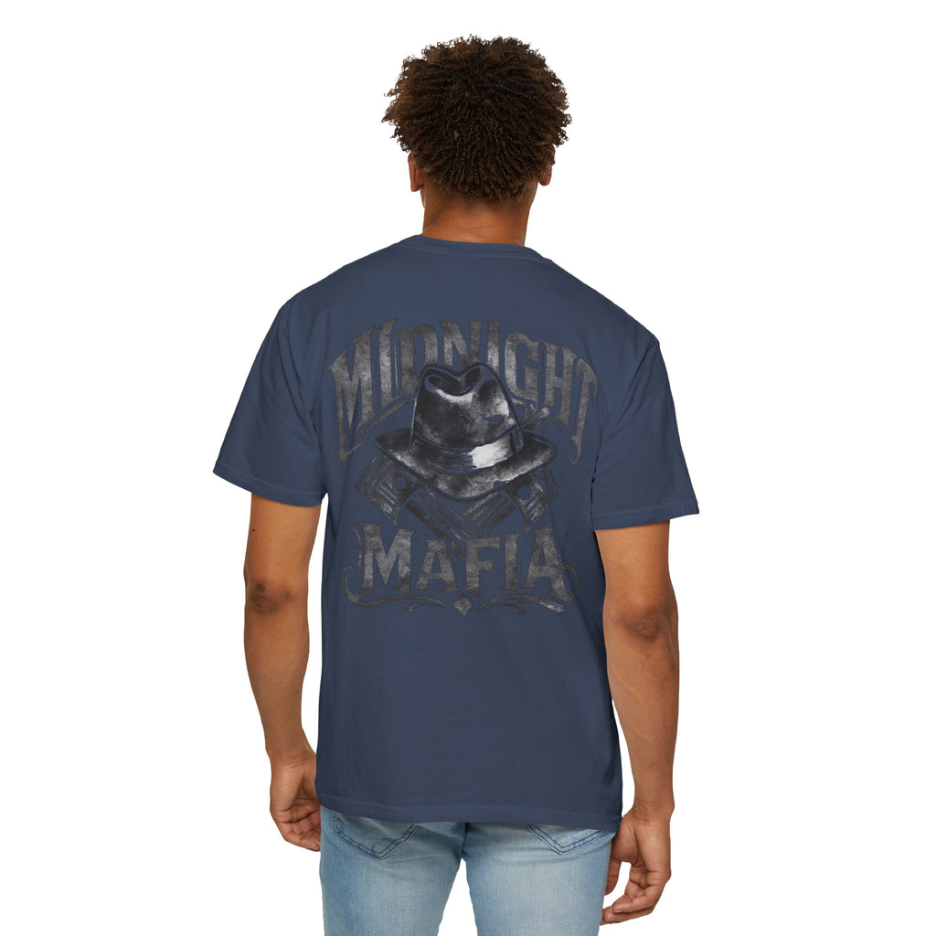 Midnight Mafia Graphic T-Shirt — Vintage Hat & Pistons Design