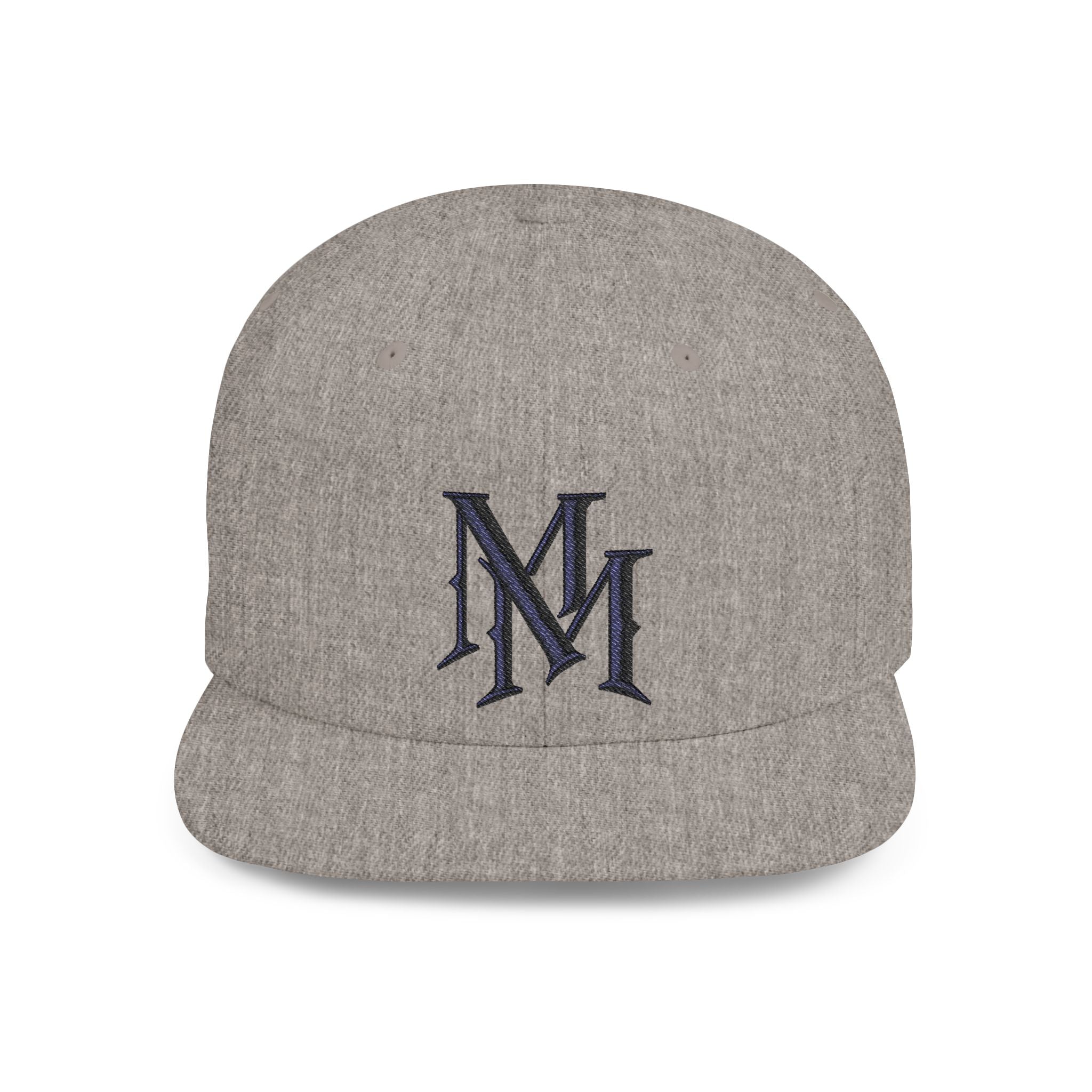 Flat Bill Snapback Hat - Monogram 'MM' Embroidered Streetwear Cap