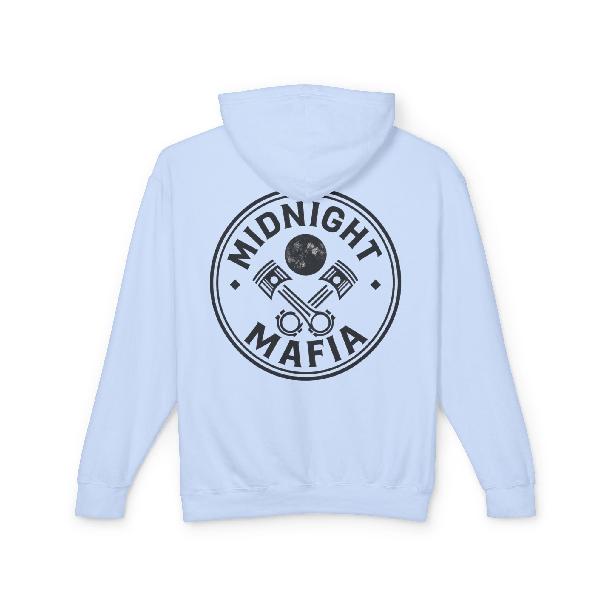 Midnight Mafia Hoodie — Vintage Piston Logo Lightweight Hooded Sweatshirt