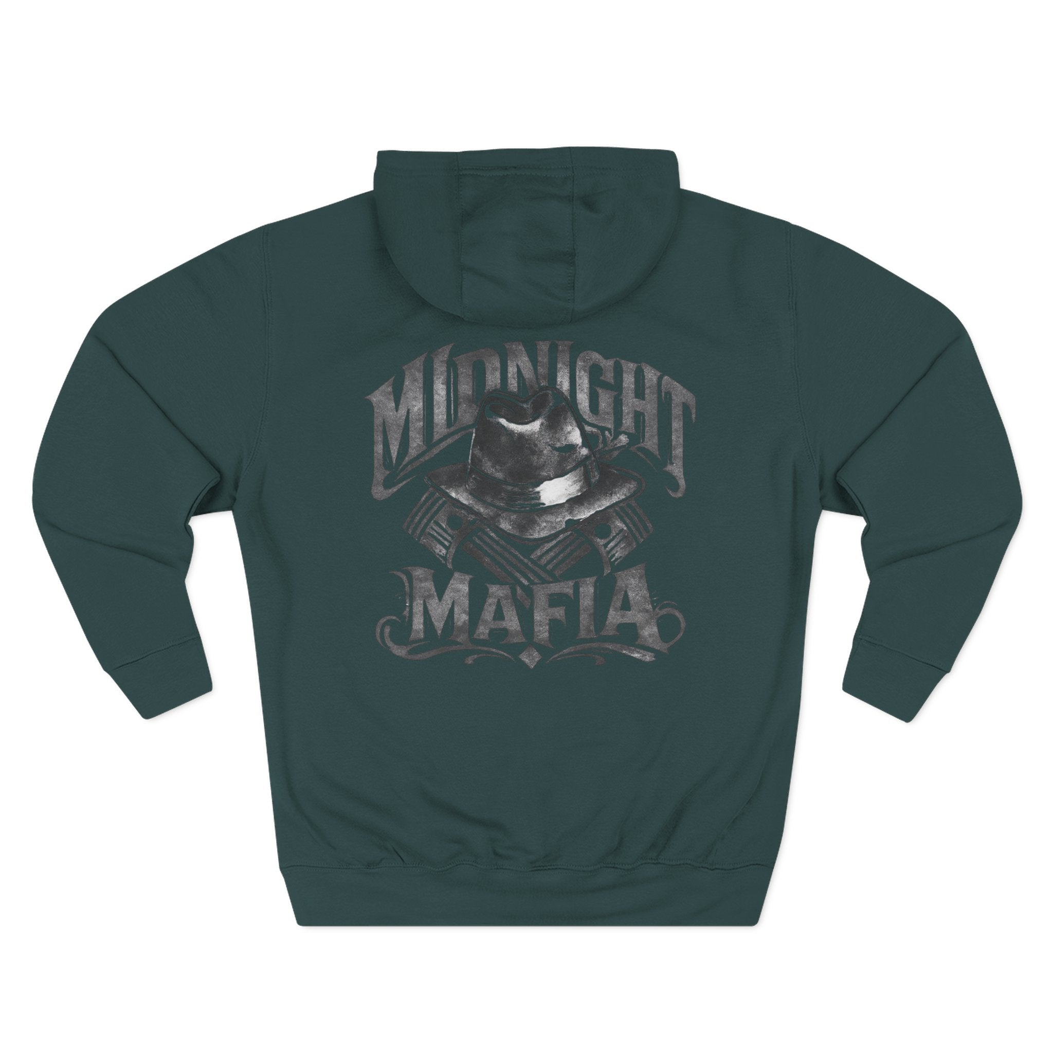 Midnight Mafia Hoodie — Vintage Piston & Fedora Streetwear Pullover