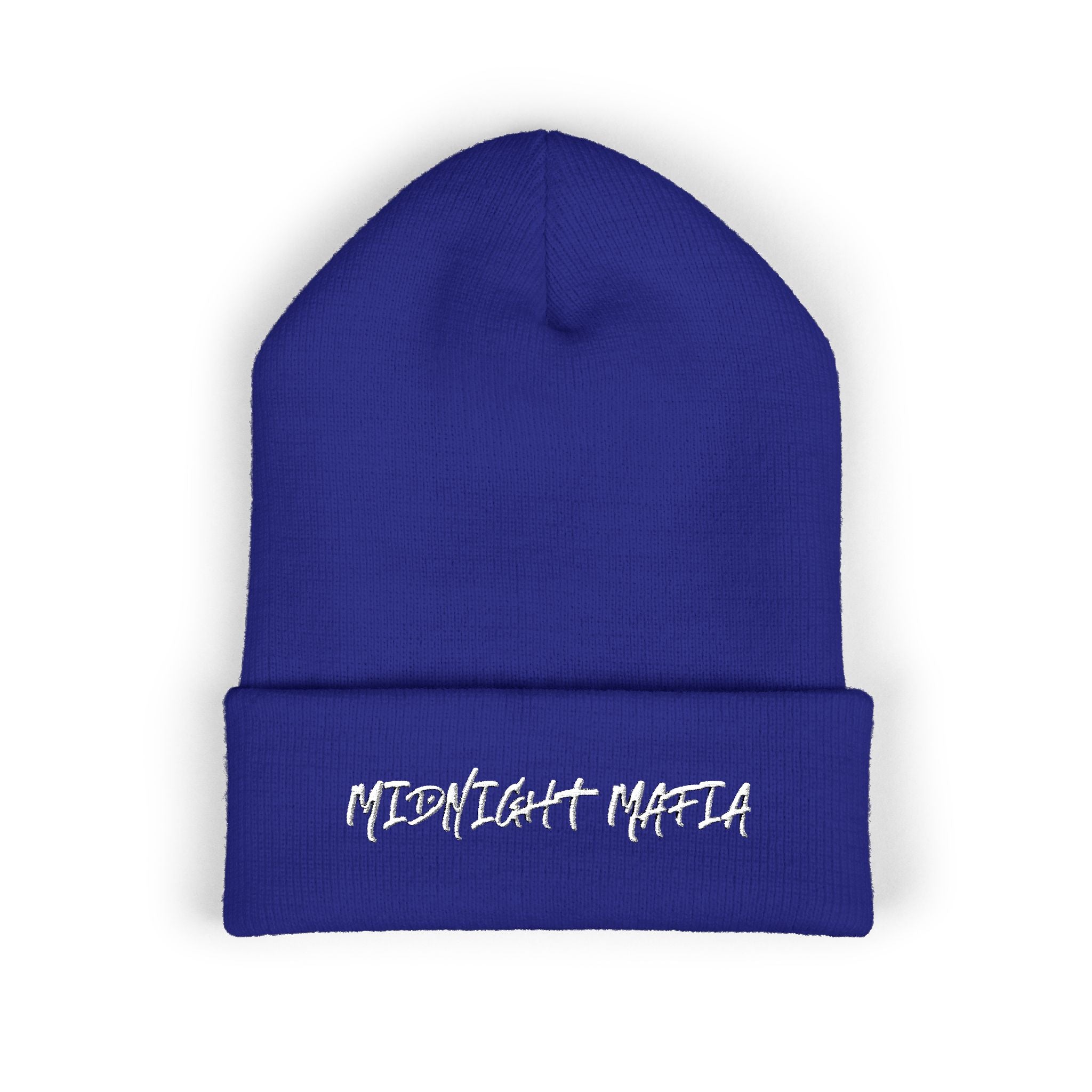Embroidered Classic Cuffed Beanie — Midnight Mafia Block Logo Winter Hat