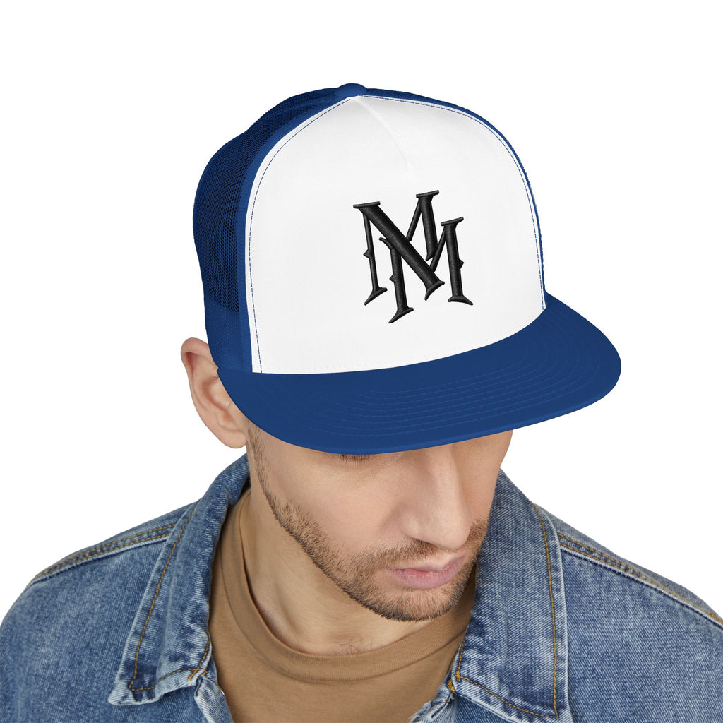 Monogram 'MM' Embroidered Trucker Cap — Classic Vintage Logo Snapback