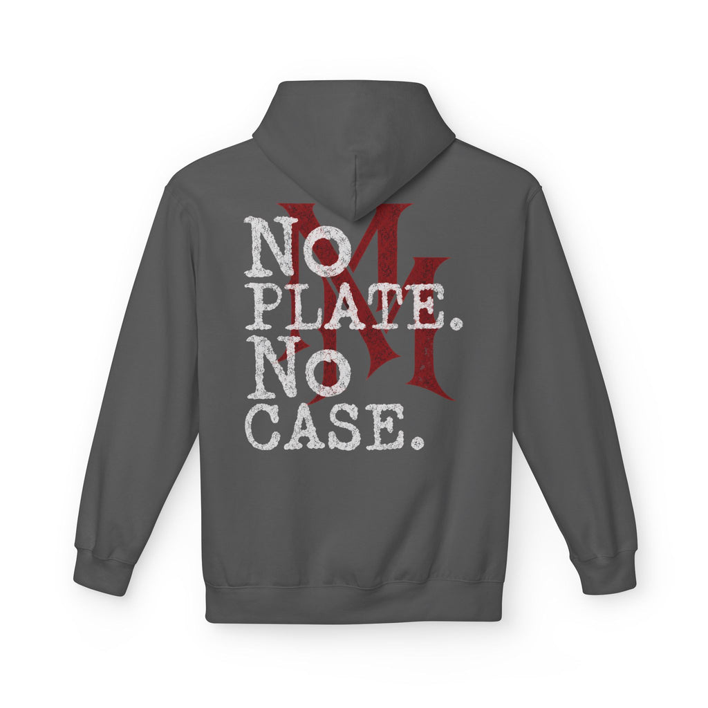 No Plate No Case Hoodie – Bold Distressed Logo Pullover