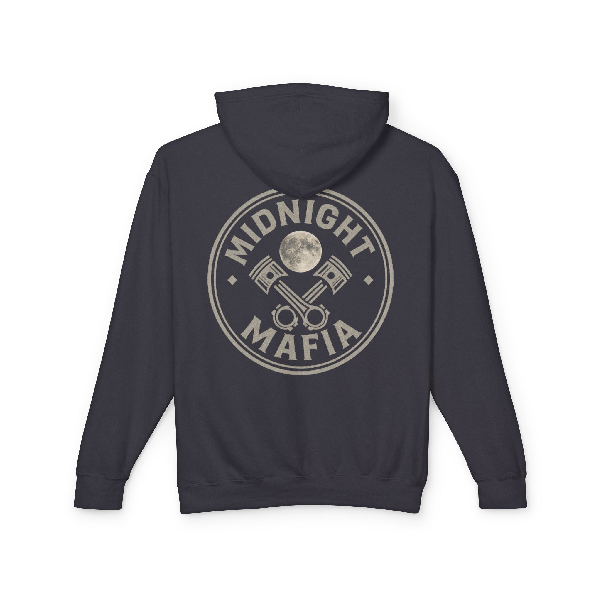 Midnight Mafia Hoodie — Vintage Piston Logo Lightweight Hooded Sweatshirt