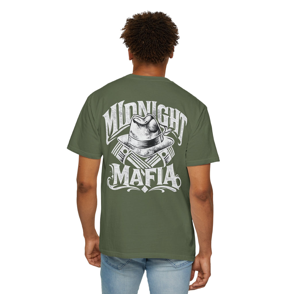 Midnight Mafia Graphic T-Shirt — Vintage Hat & Pistons Design