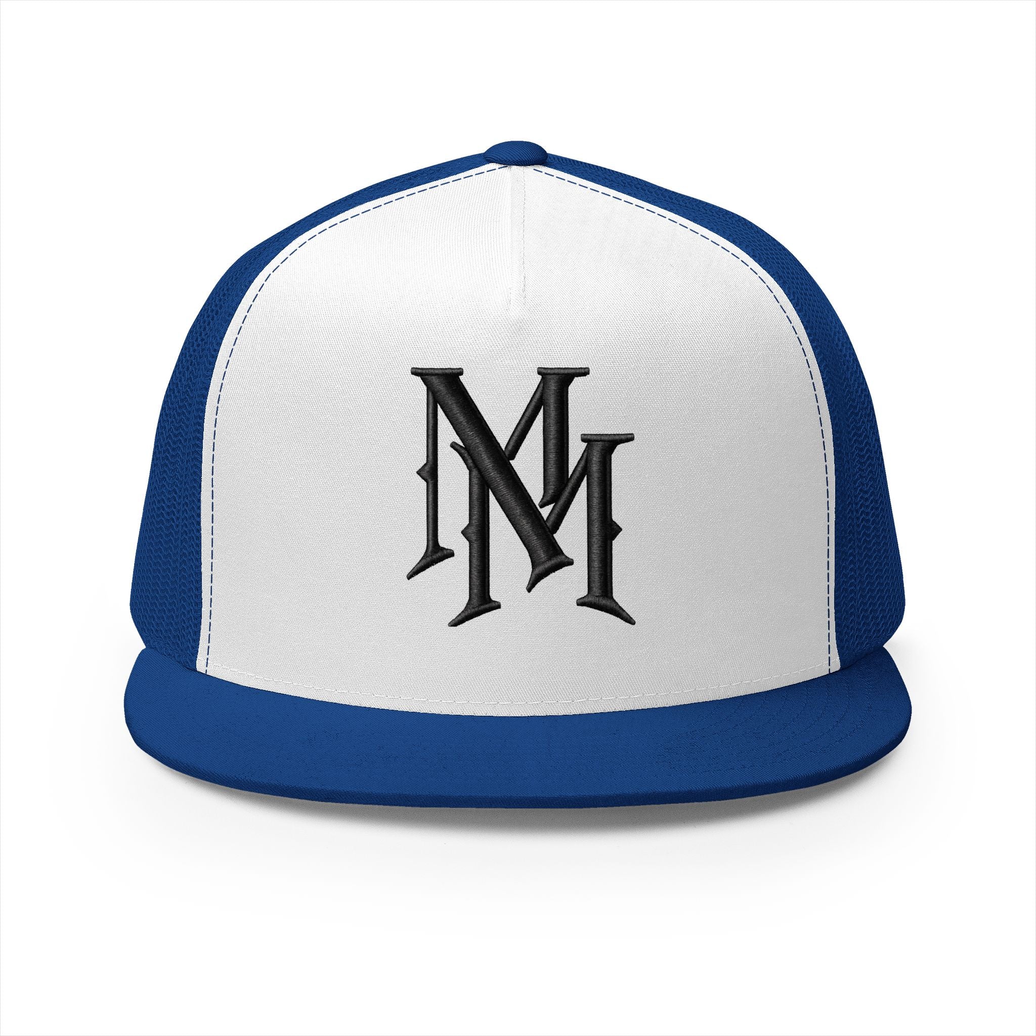Monogram 'MM' Embroidered Trucker Cap — Classic Vintage Logo Snapback