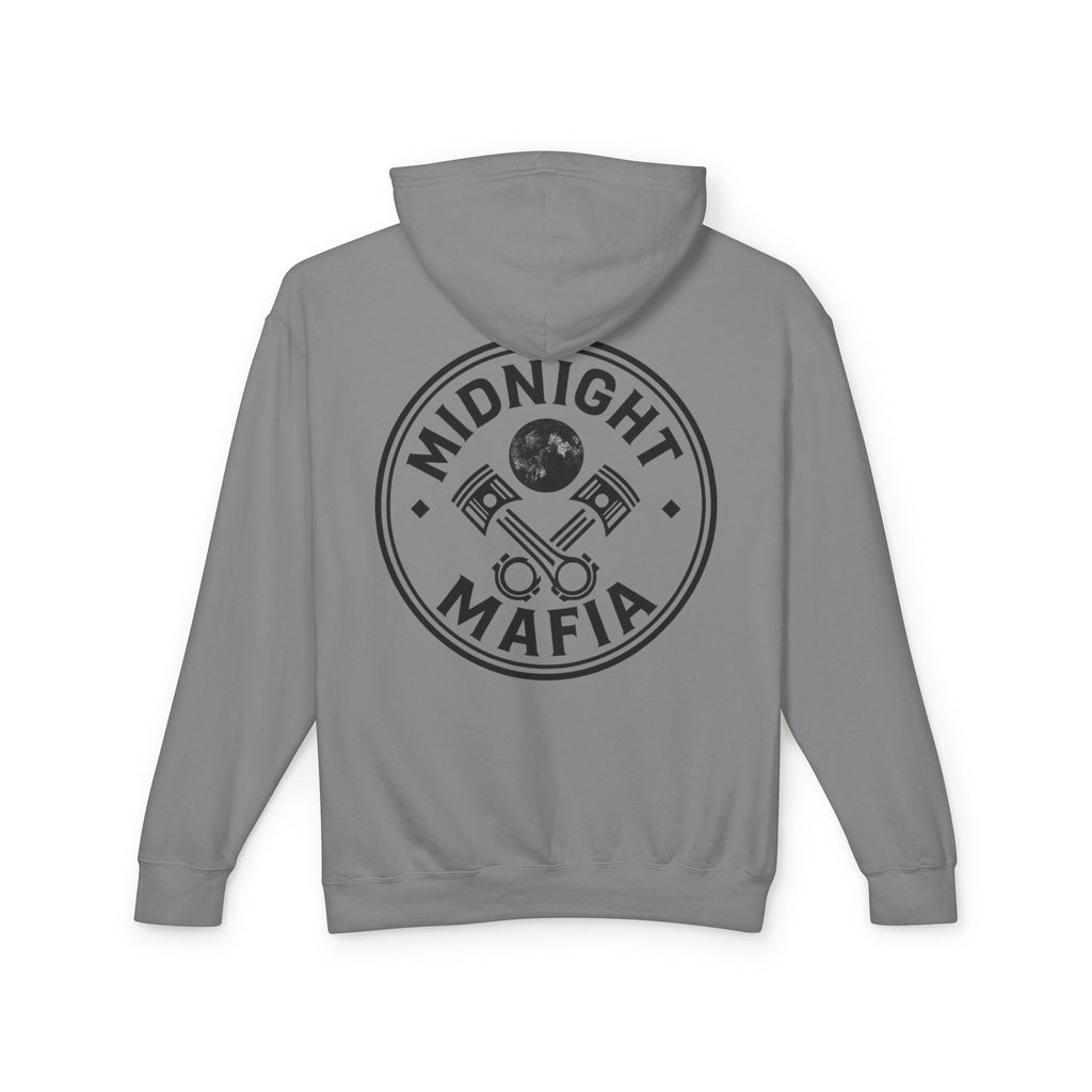 Midnight Mafia Hoodie — Vintage Piston Logo Lightweight Hooded Sweatshirt