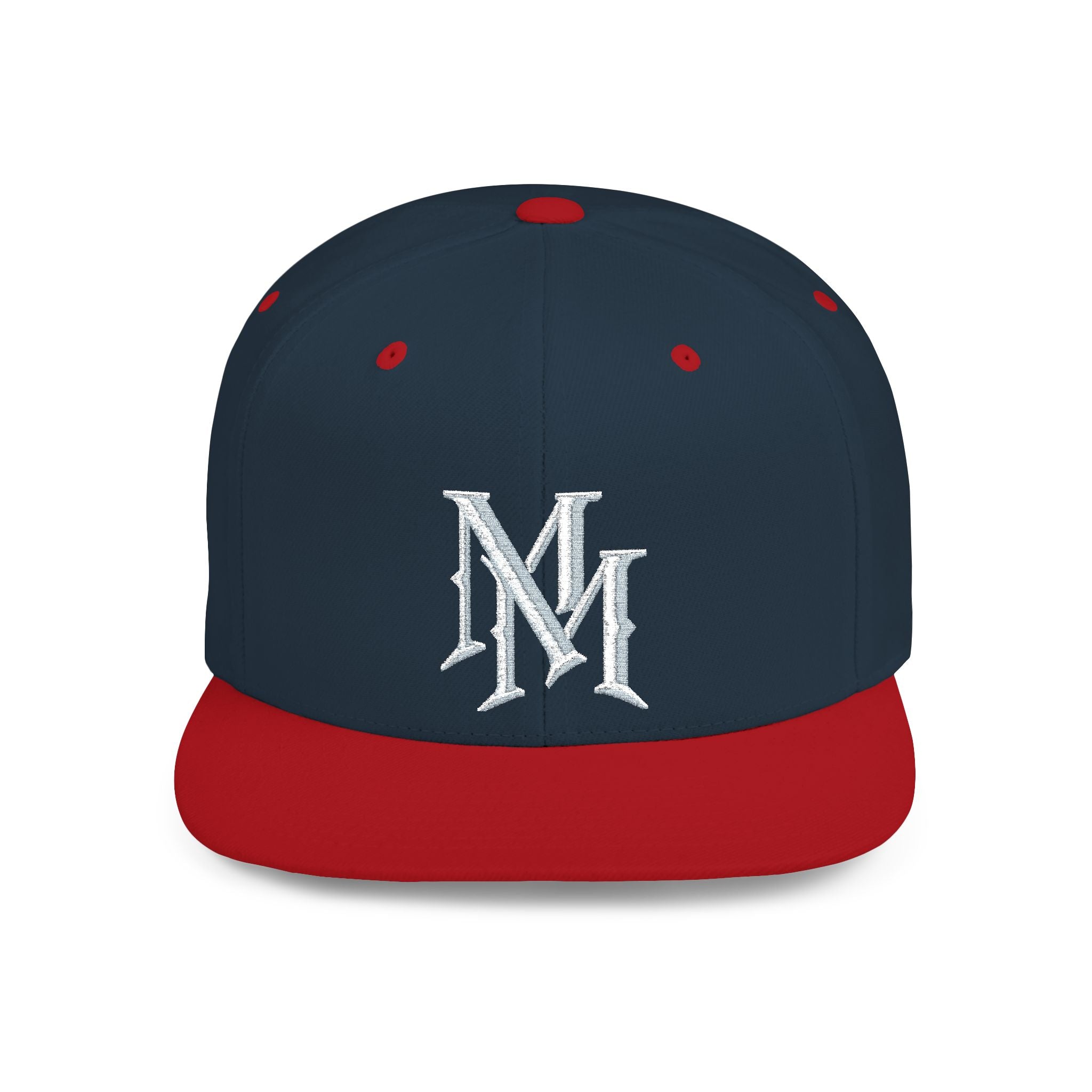 Flat Bill Snapback Hat — Embroidered "MM" Monogram Streetwear Cap