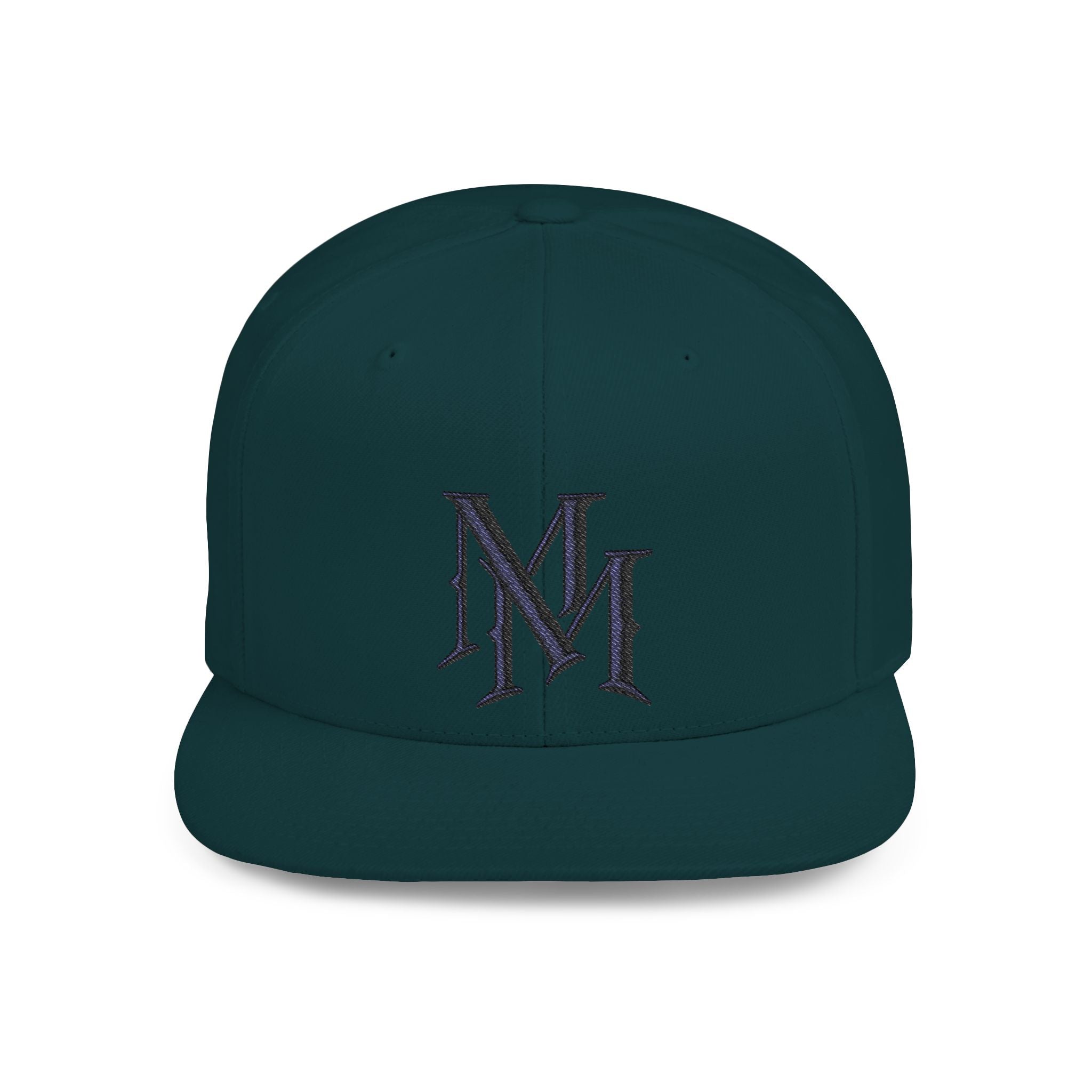 Flat Bill Snapback Hat - Monogram 'MM' Embroidered Streetwear Cap