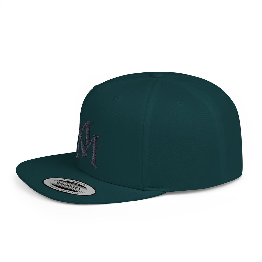 Flat Bill Snapback Hat - Monogram 'MM' Embroidered Streetwear Cap