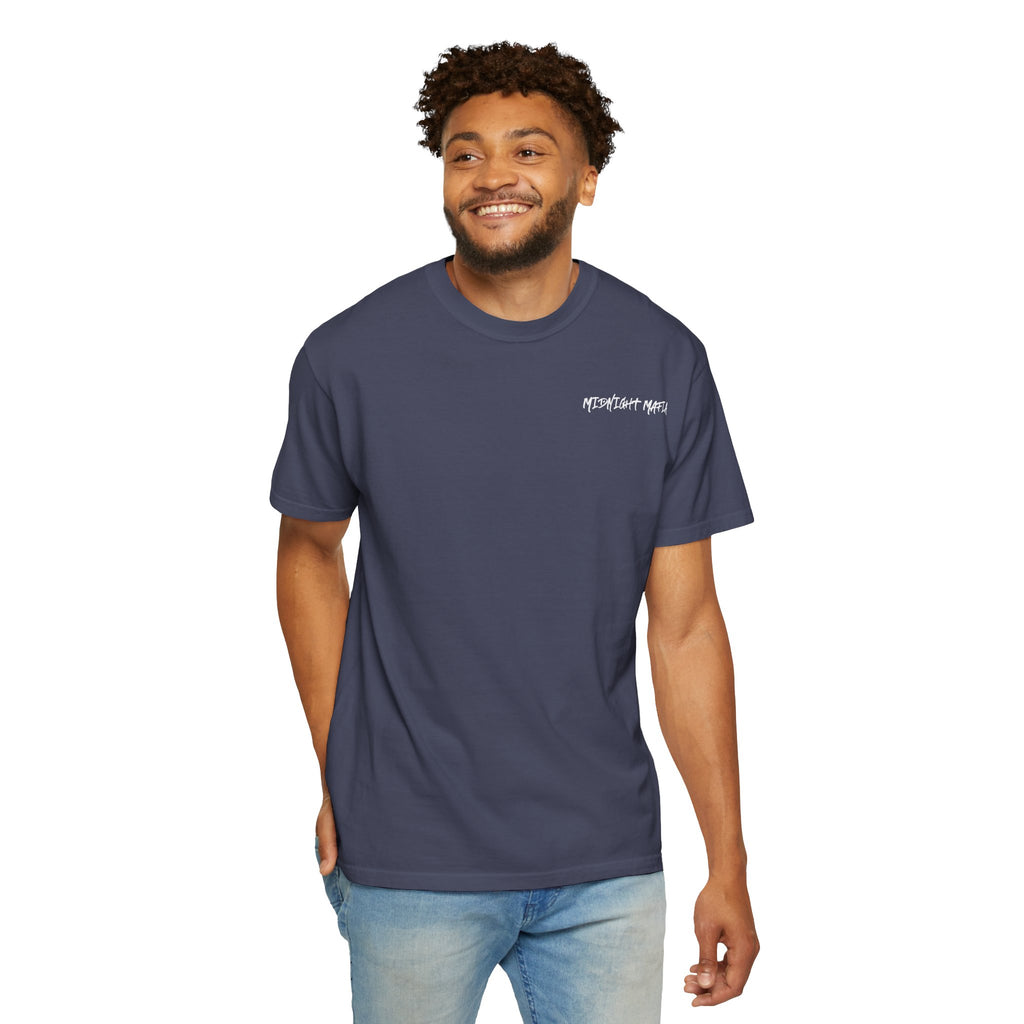 Midnight Mafia Graphic T-Shirt — Vintage Hat & Pistons Design