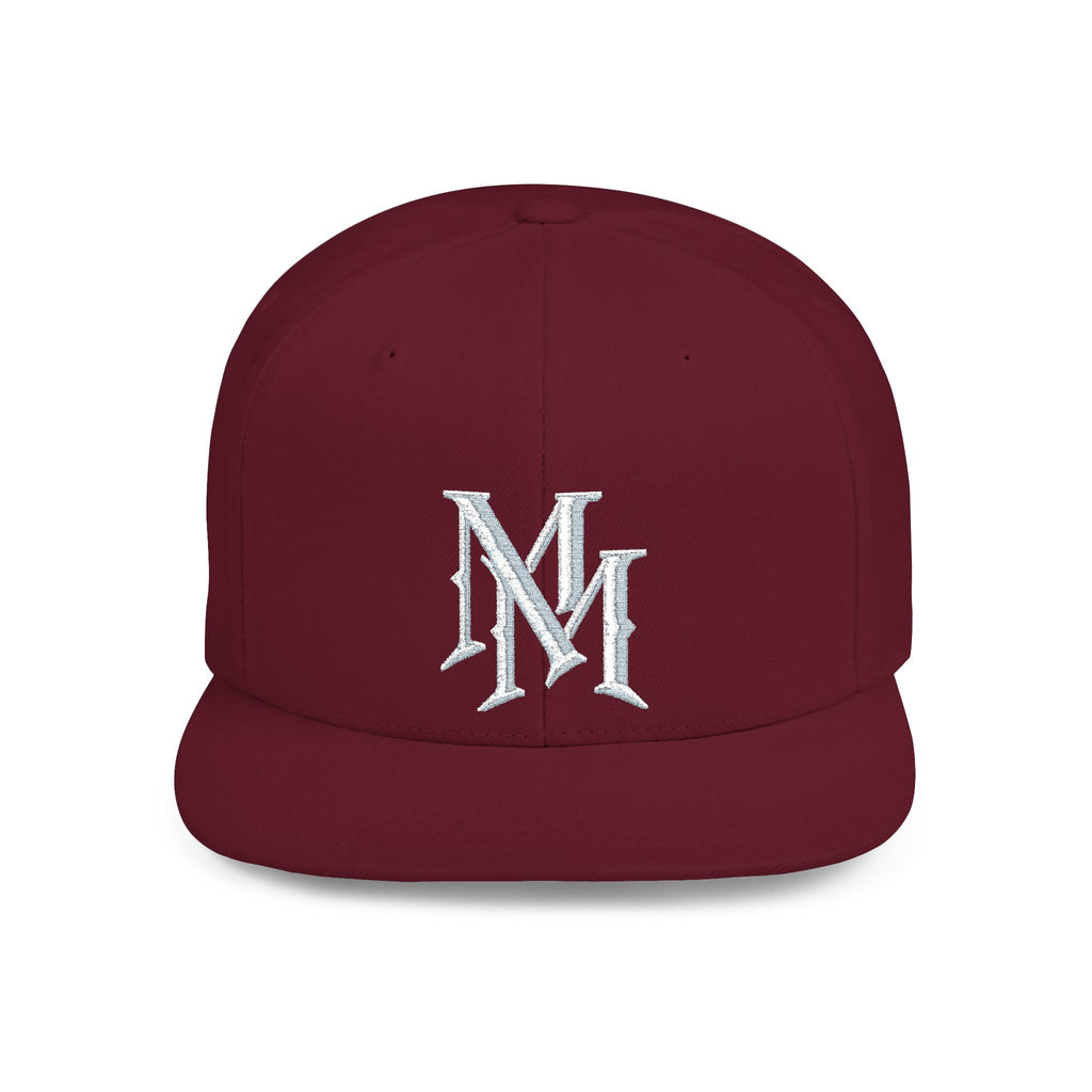 Flat Bill Snapback Hat — Embroidered "MM" Monogram Streetwear Cap