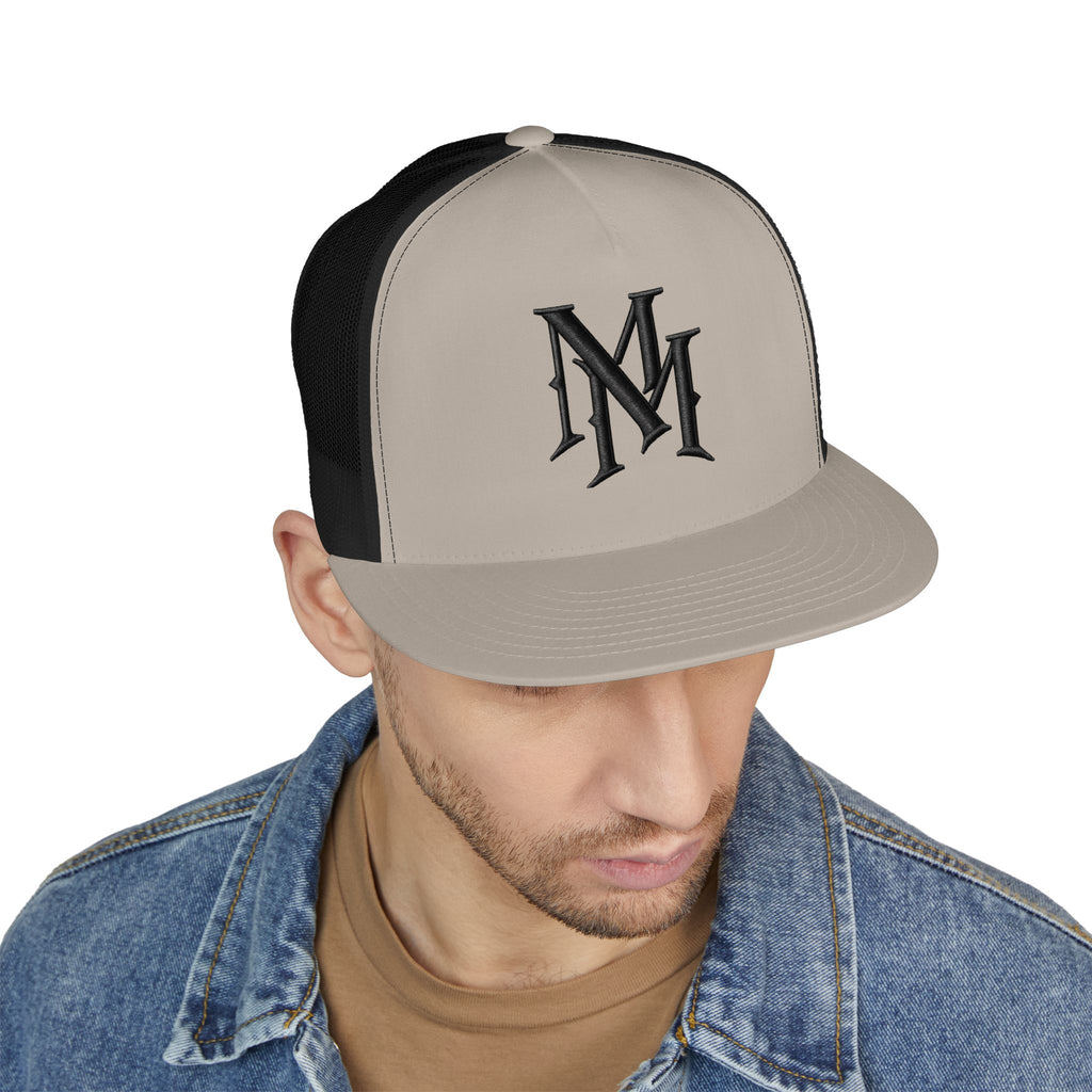 Monogram 'MM' Embroidered Trucker Cap — Classic Vintage Logo Snapback
