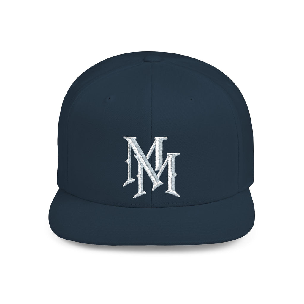 Flat Bill Snapback Hat — Embroidered "MM" Monogram Streetwear Cap