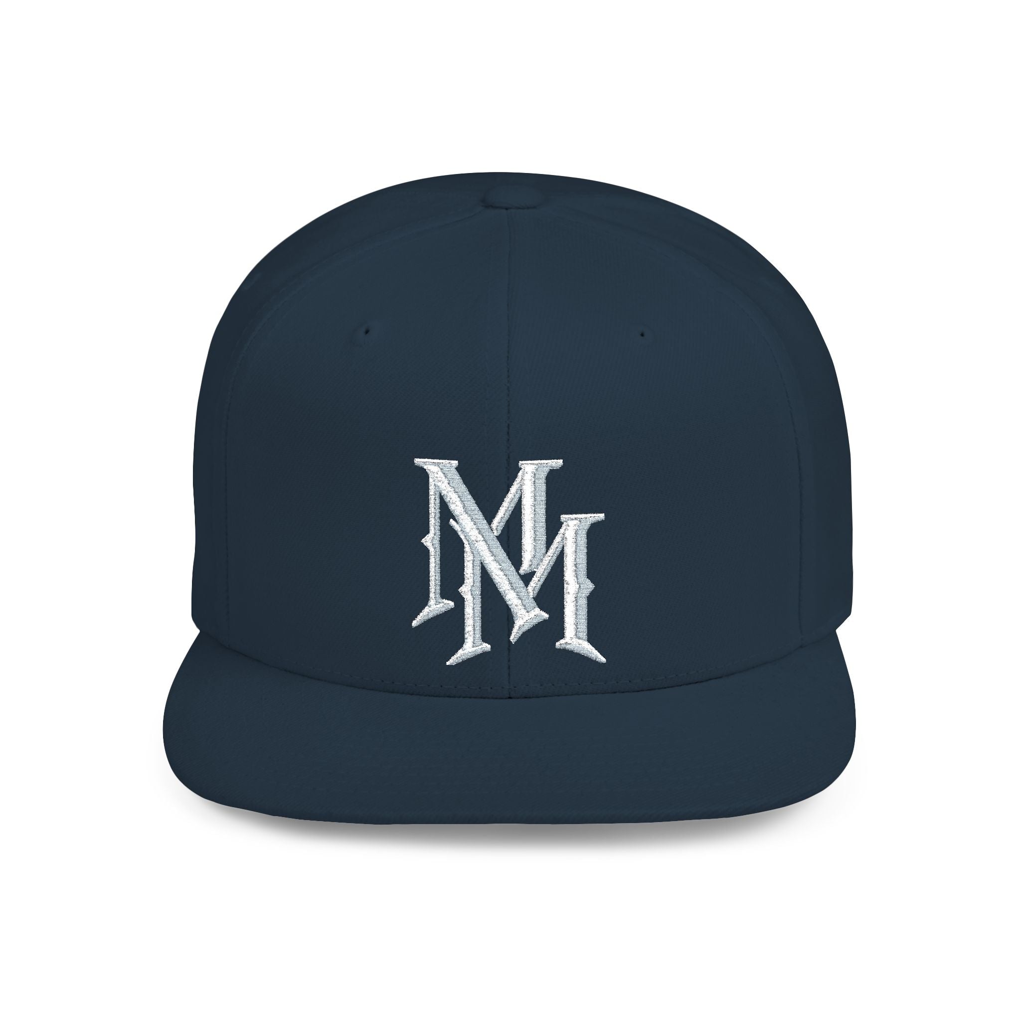 Flat Bill Snapback Hat — Embroidered "MM" Monogram Streetwear Cap