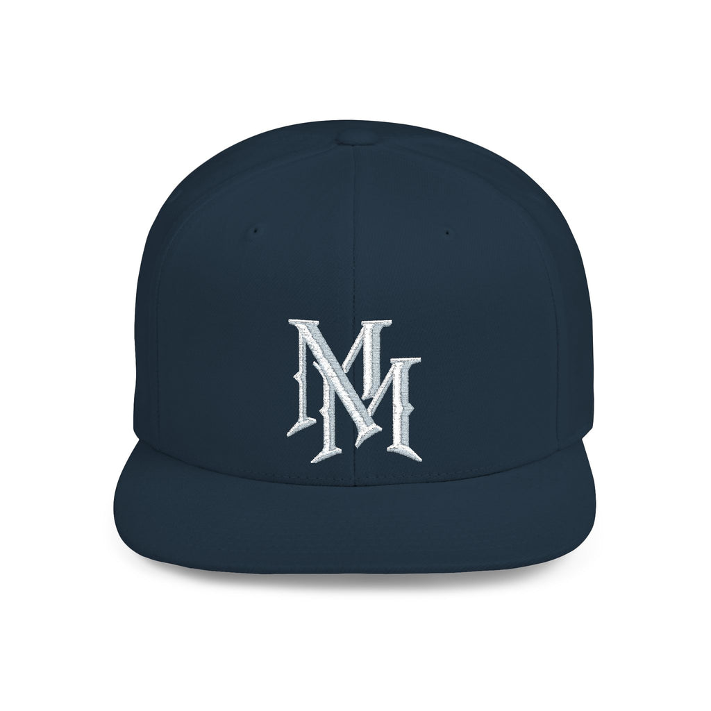 Flat Bill Snapback Hat — Embroidered "MM" Monogram Streetwear Cap