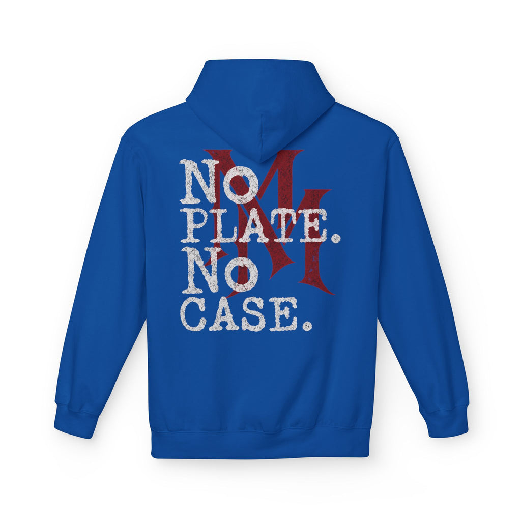 No Plate No Case Hoodie – Bold Distressed Logo Pullover