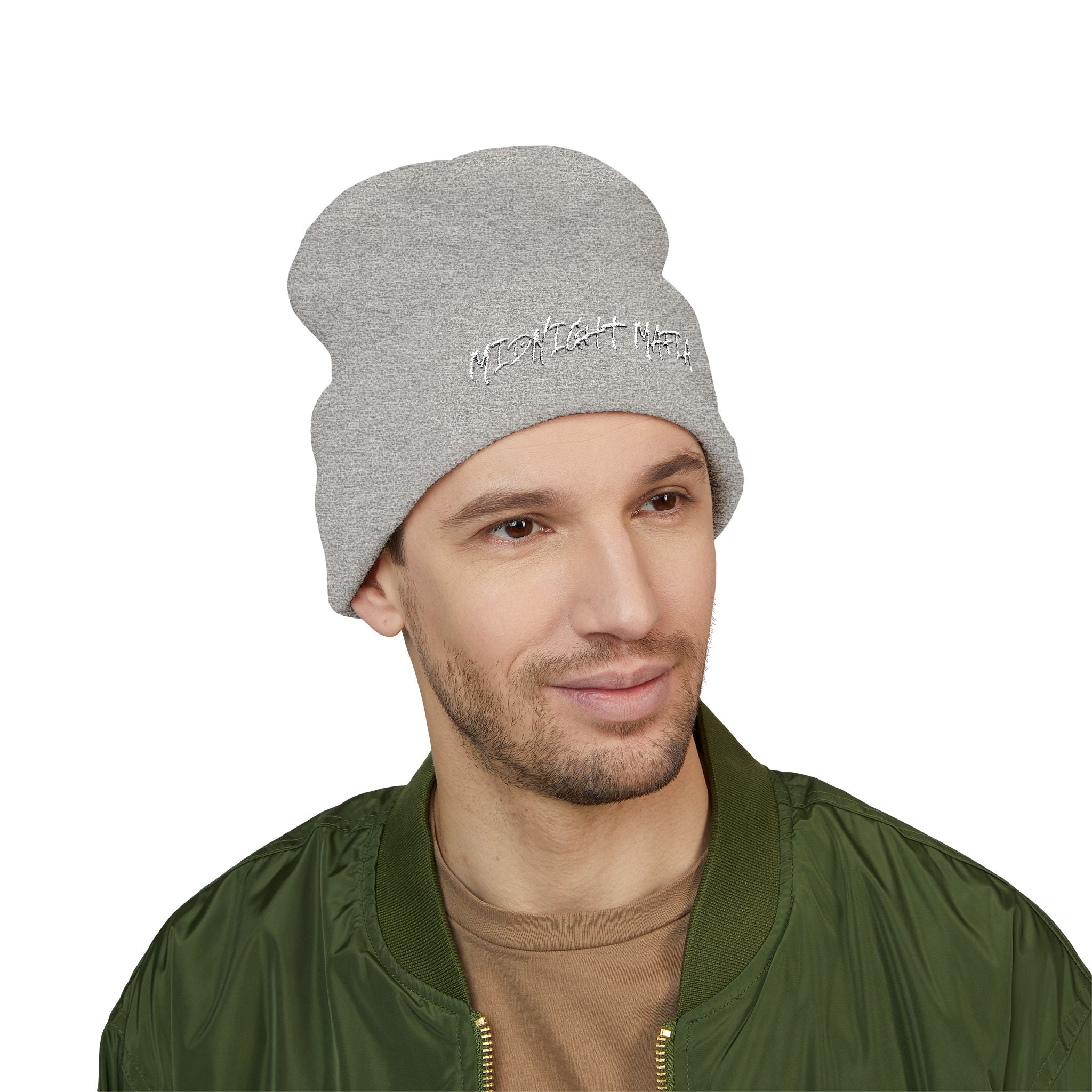Embroidered Classic Cuffed Beanie — Midnight Mafia Block Logo Winter Hat