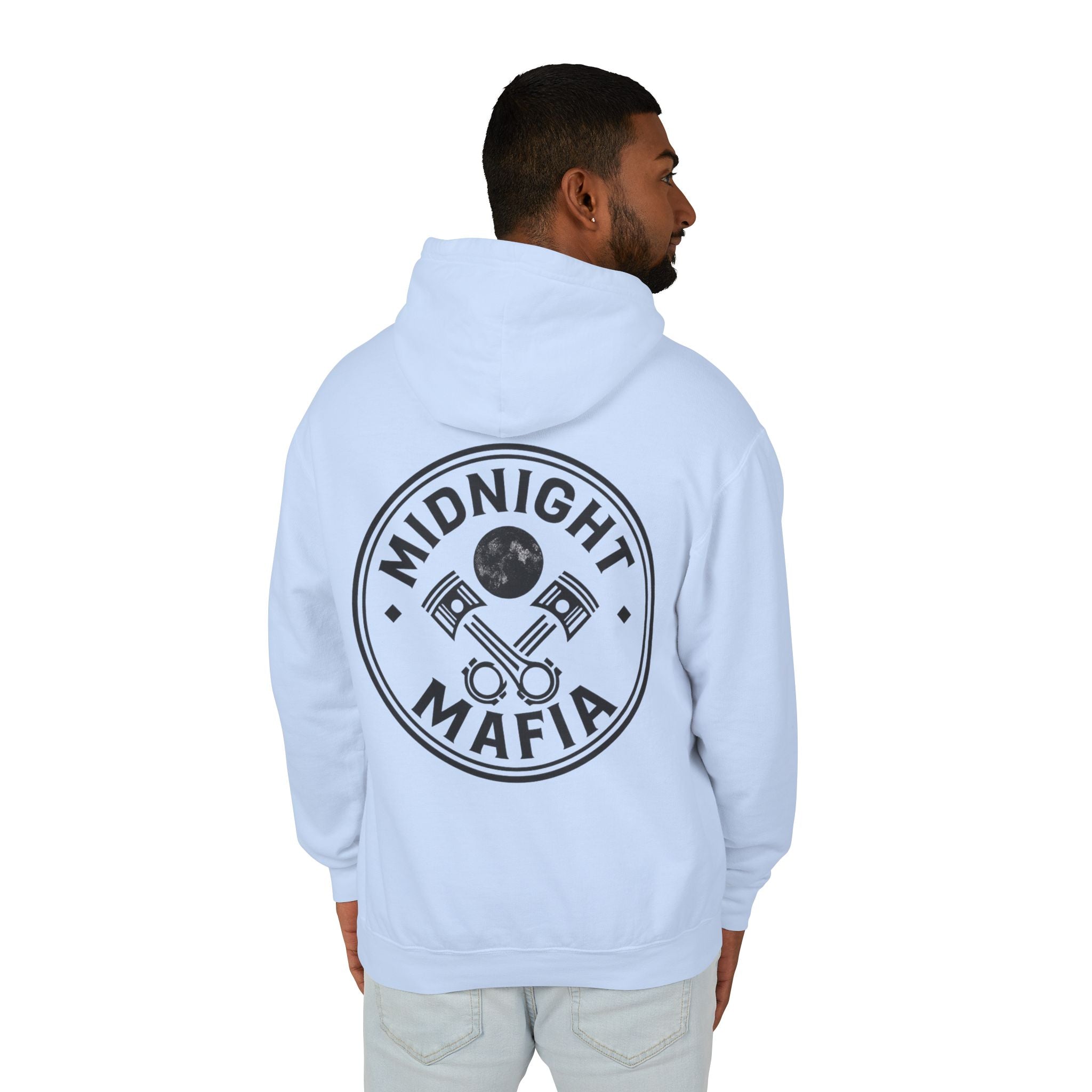 Midnight Mafia Hoodie — Vintage Piston Logo Lightweight Hooded Sweatshirt