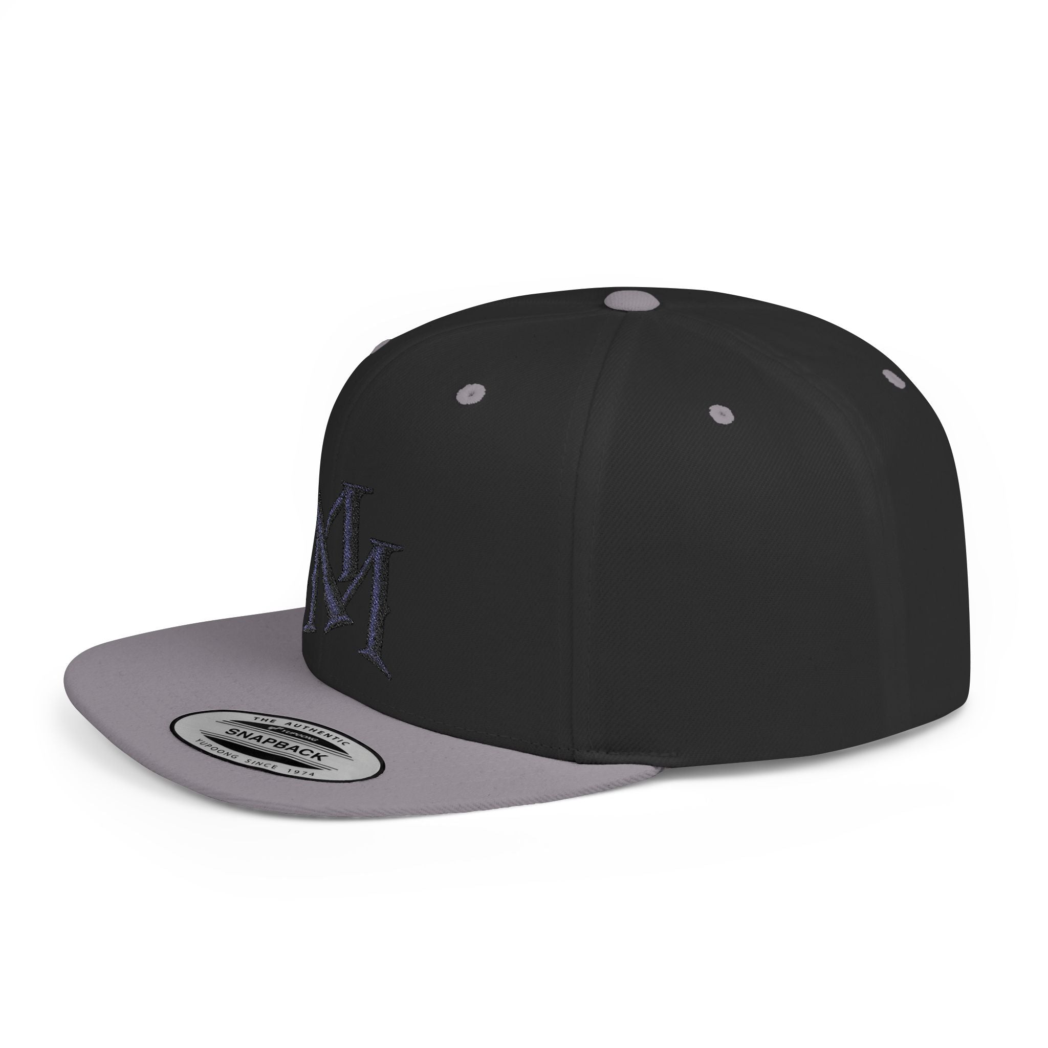 Flat Bill Snapback Hat - Monogram 'MM' Embroidered Streetwear Cap