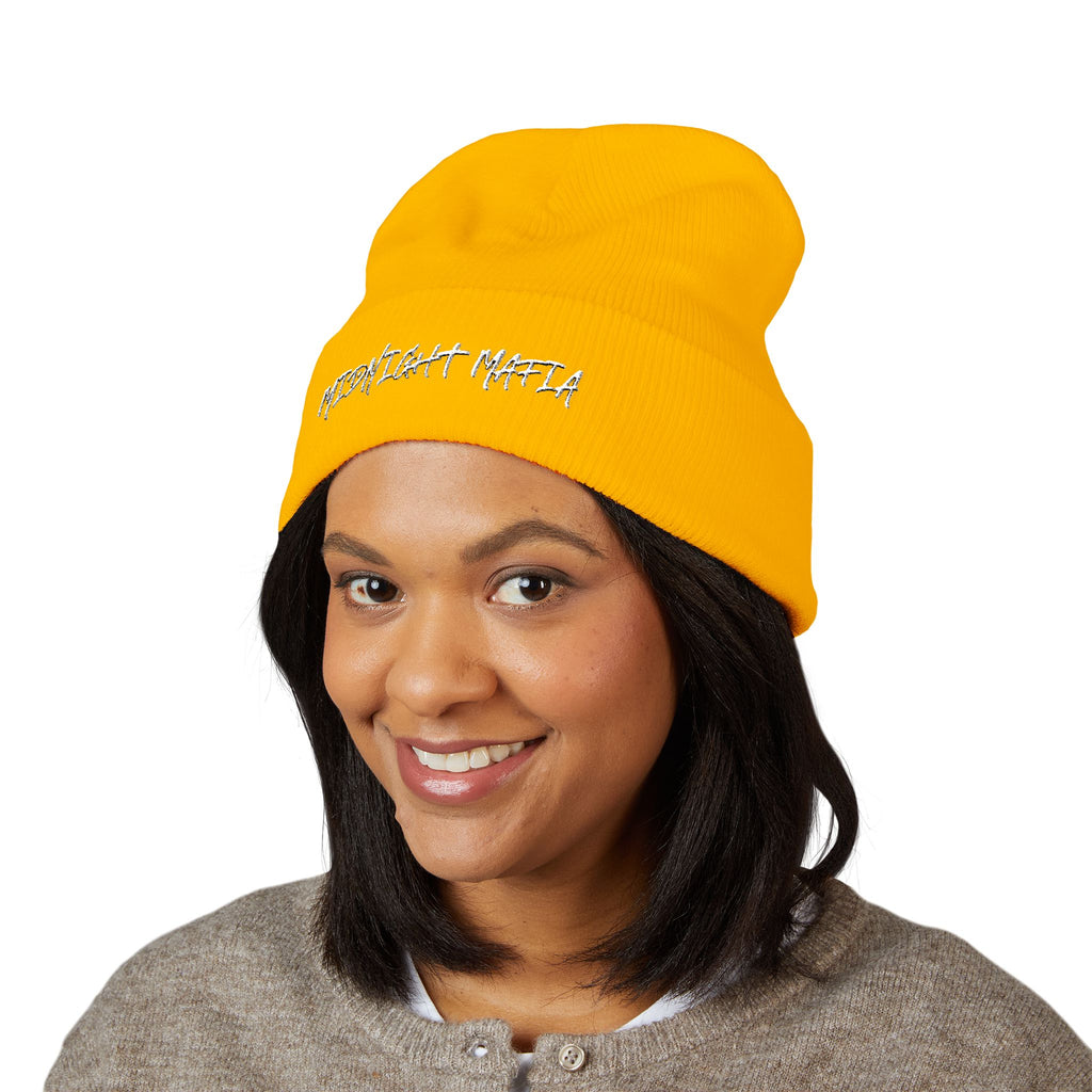 Embroidered Classic Cuffed Beanie — Midnight Mafia Block Logo Winter Hat