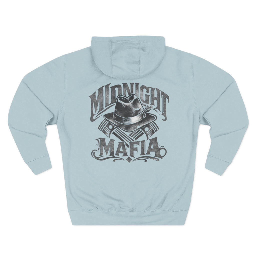 Midnight Mafia Hoodie — Vintage Piston & Fedora Streetwear Pullover