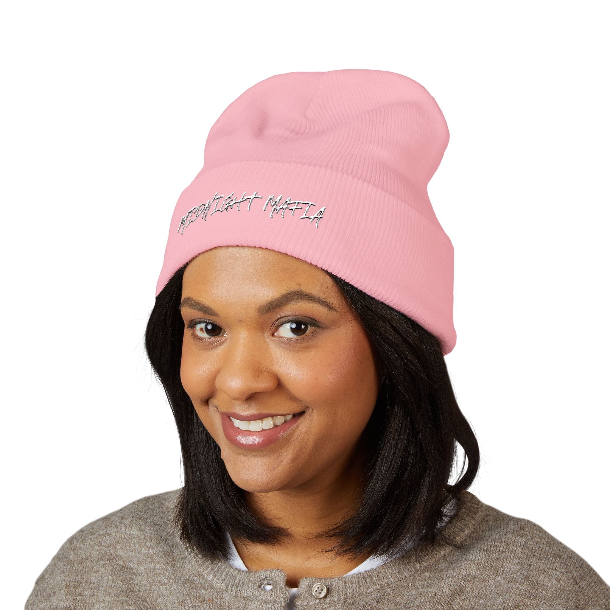 Embroidered Classic Cuffed Beanie — Midnight Mafia Block Logo Winter Hat