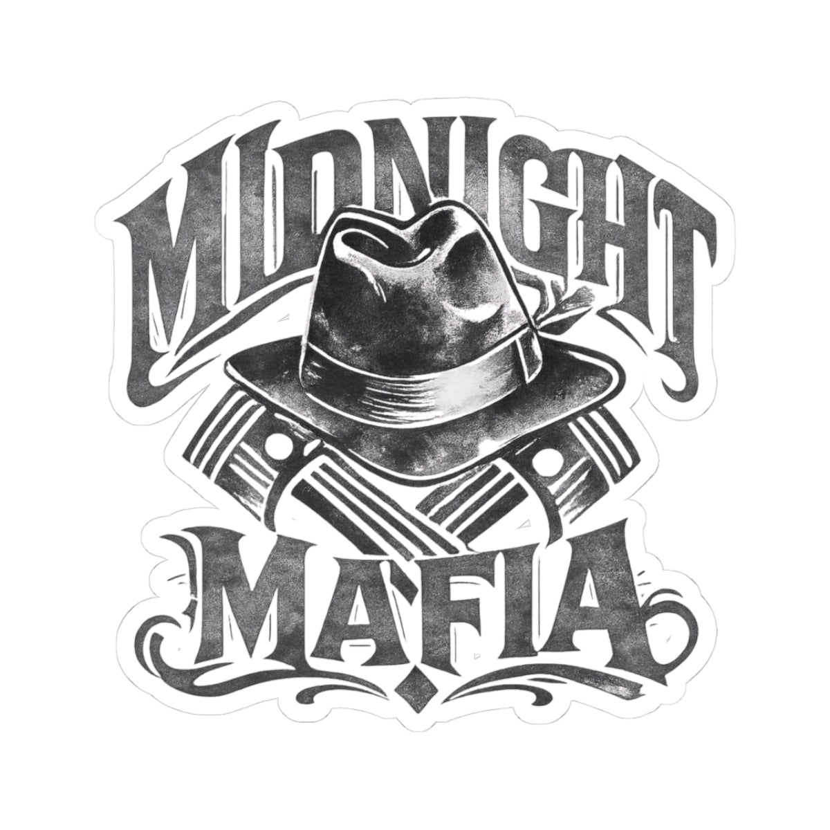 Midnight Mafia Kiss-Cut Sticker — Vintage Mafia Hat Graphic